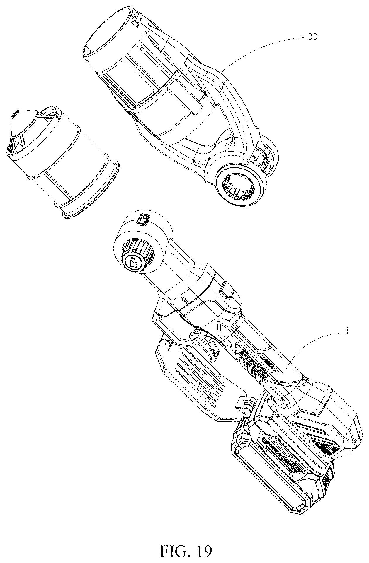 Patent US12599065 Figure 18 – Telescopic structure, telescopic blower, and telescopic electric chainsaw