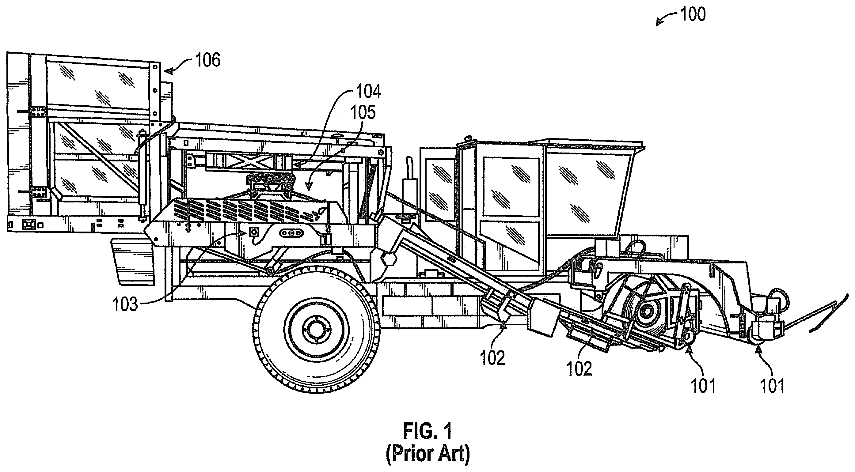 Patent US12599068 Figure 1 – Sod harvester and method for automatically rolling up a slab of sod
