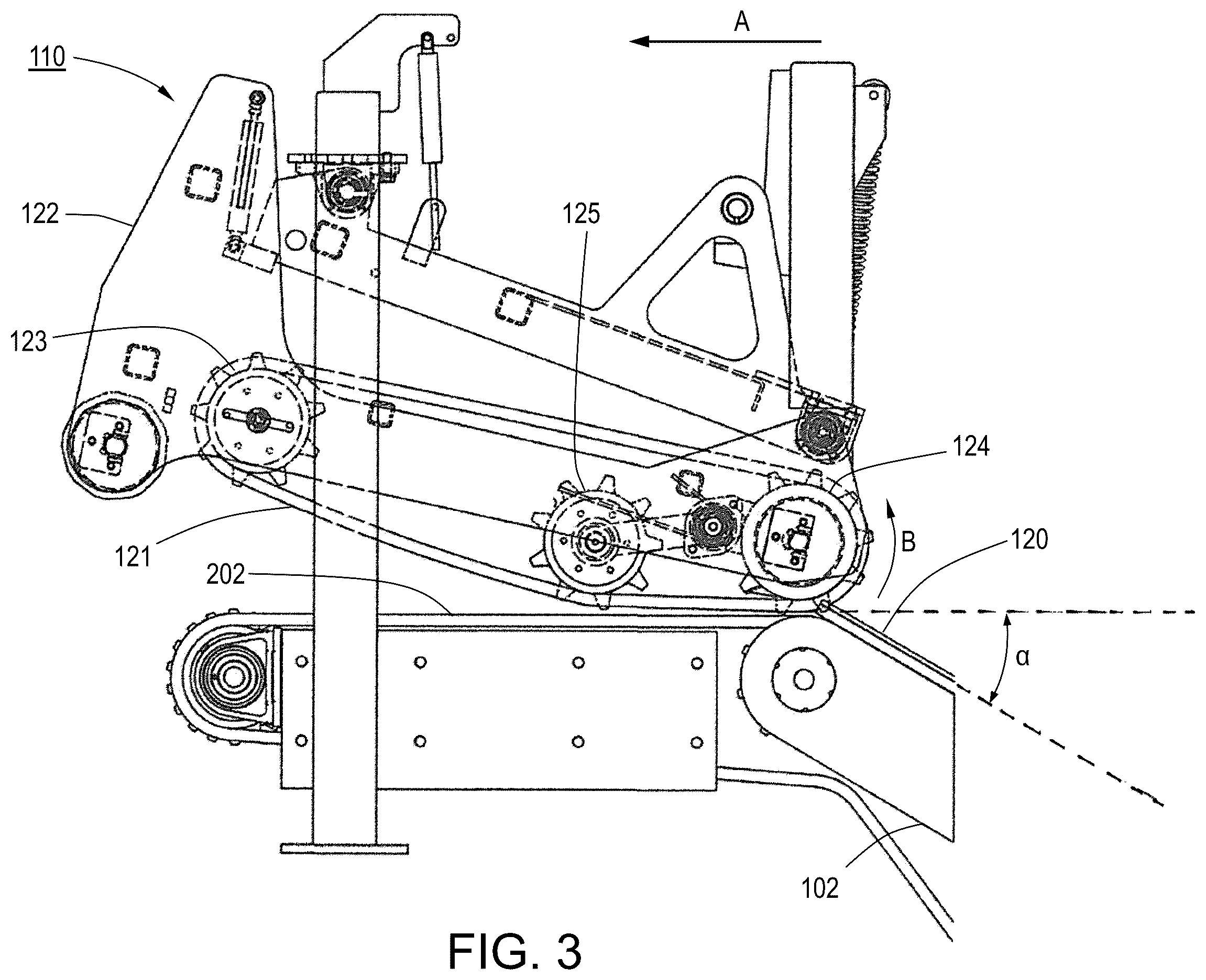 Patent US12599068 Figure 3 – Sod harvester and method for automatically rolling up a slab of sod