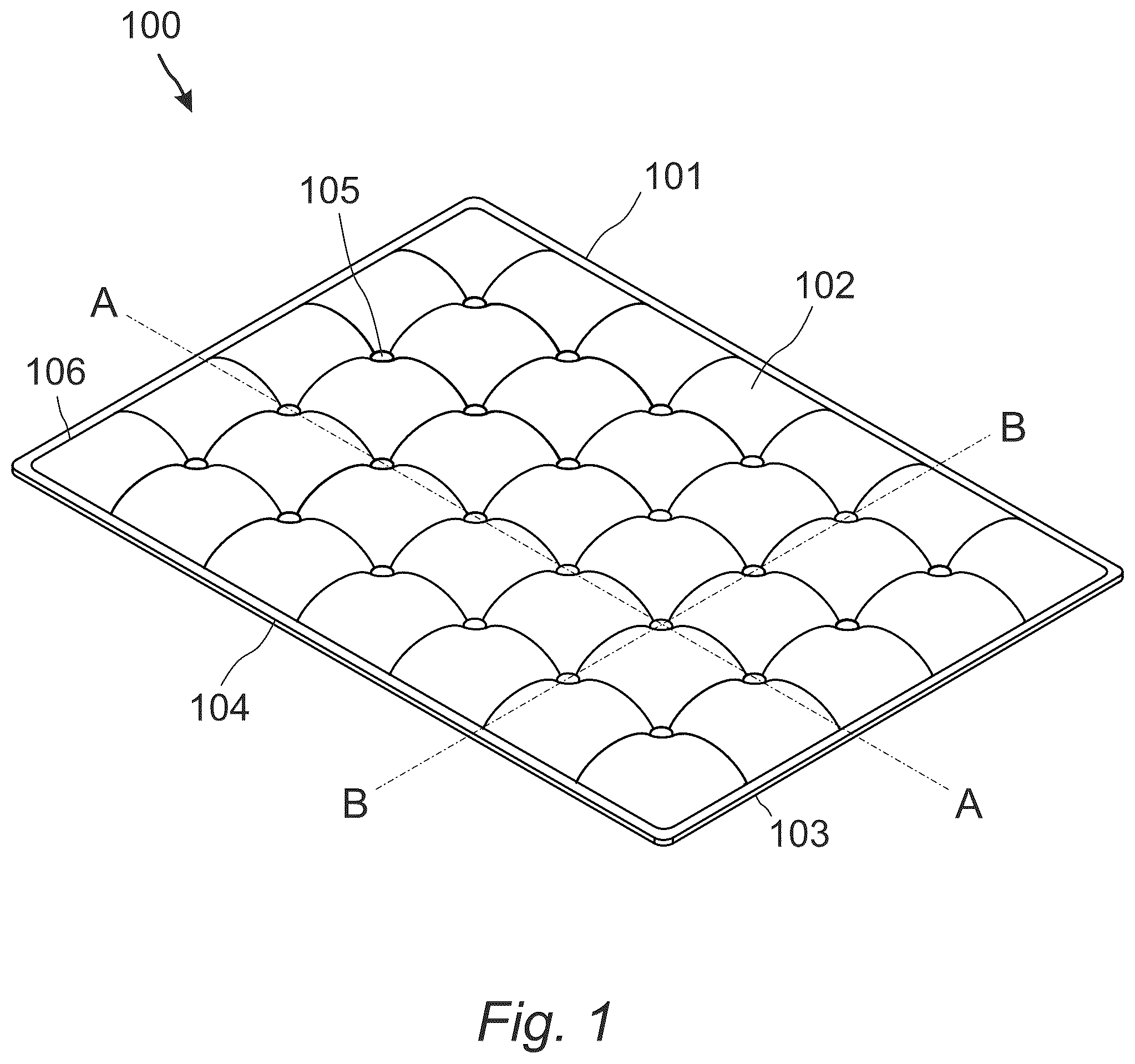 Patent US12599107 Figure 1 – Mattress for livestock