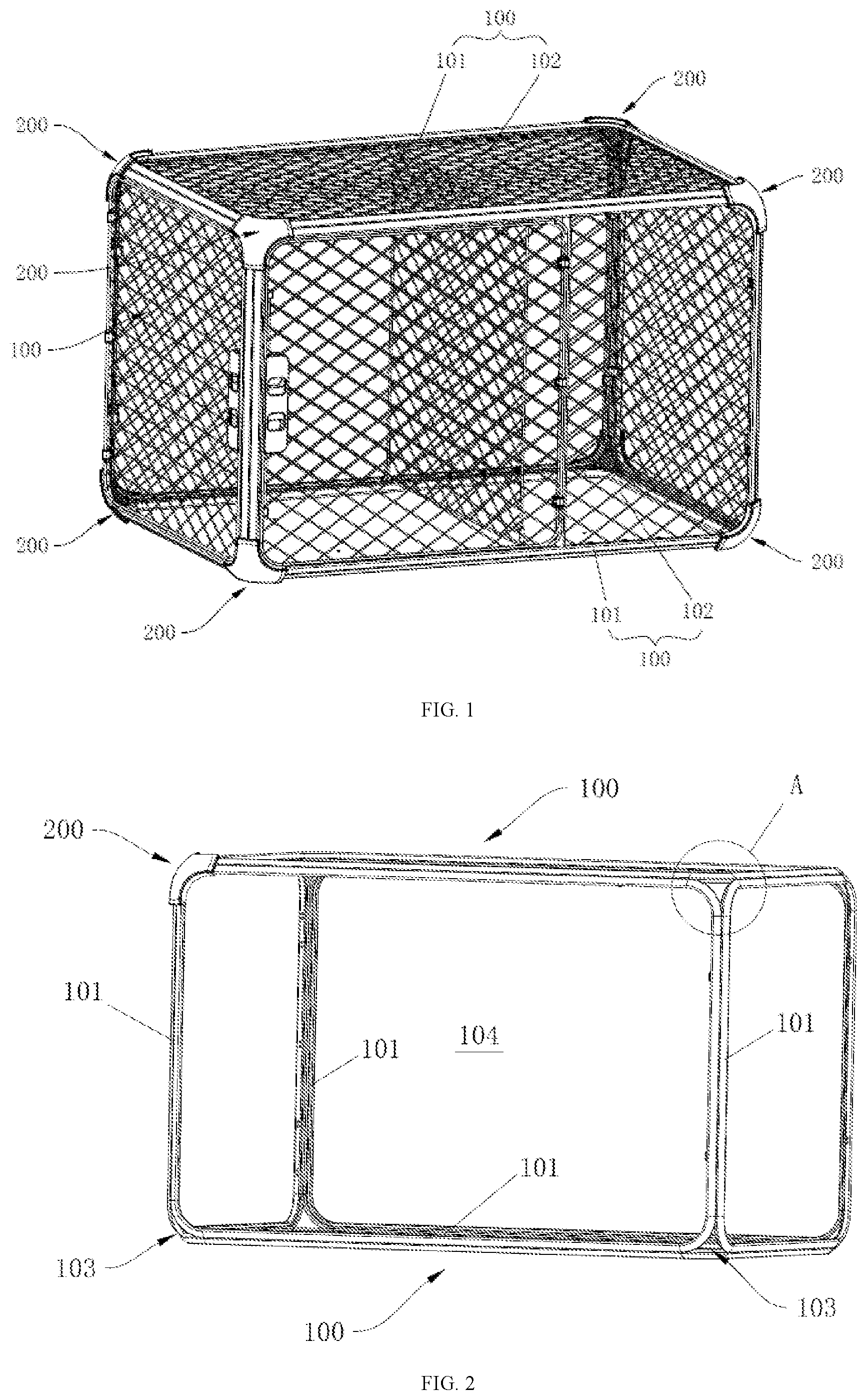 Patent US12599108 Figure 1 – Pet cage