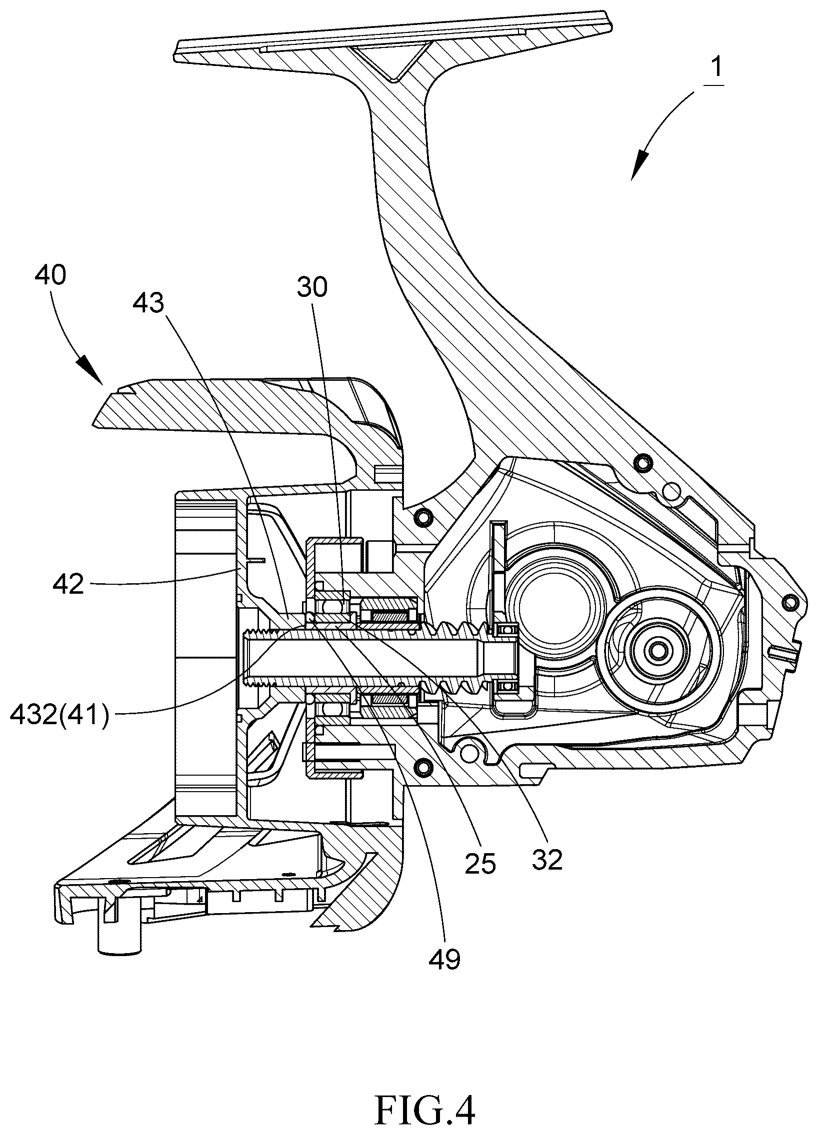 Patent US12599120 Figure 4 – Waterproof spinning fishing reel