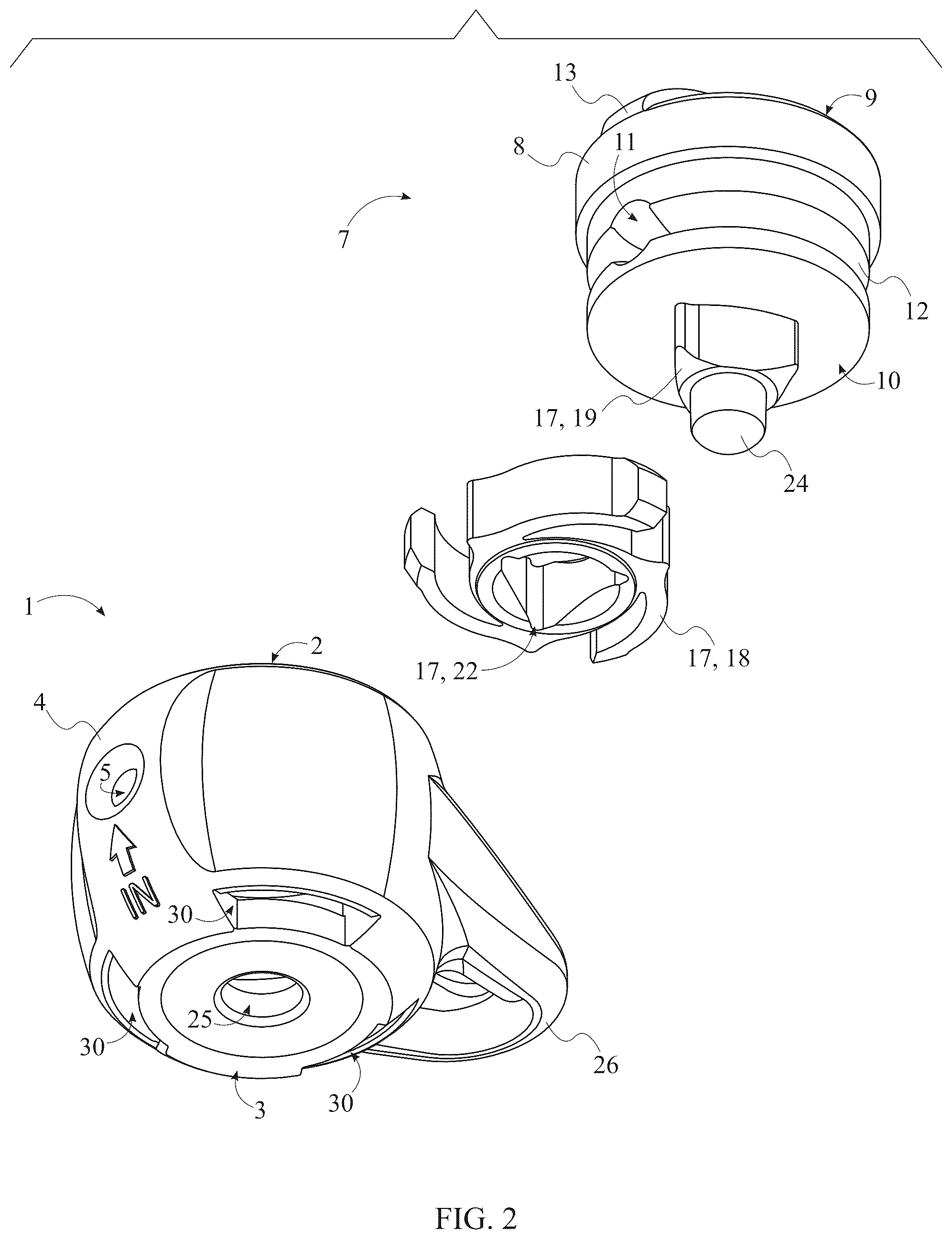 Patent US12599121 Figure 2 – Fishing line to lure connector