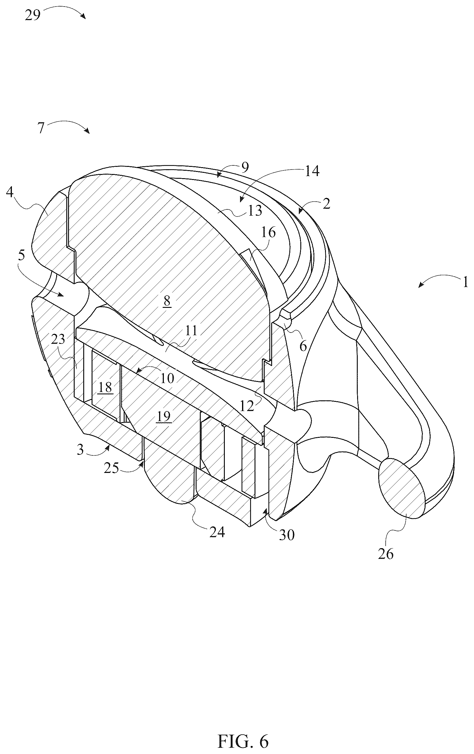 Patent US12599121 Figure 6 – Fishing line to lure connector
