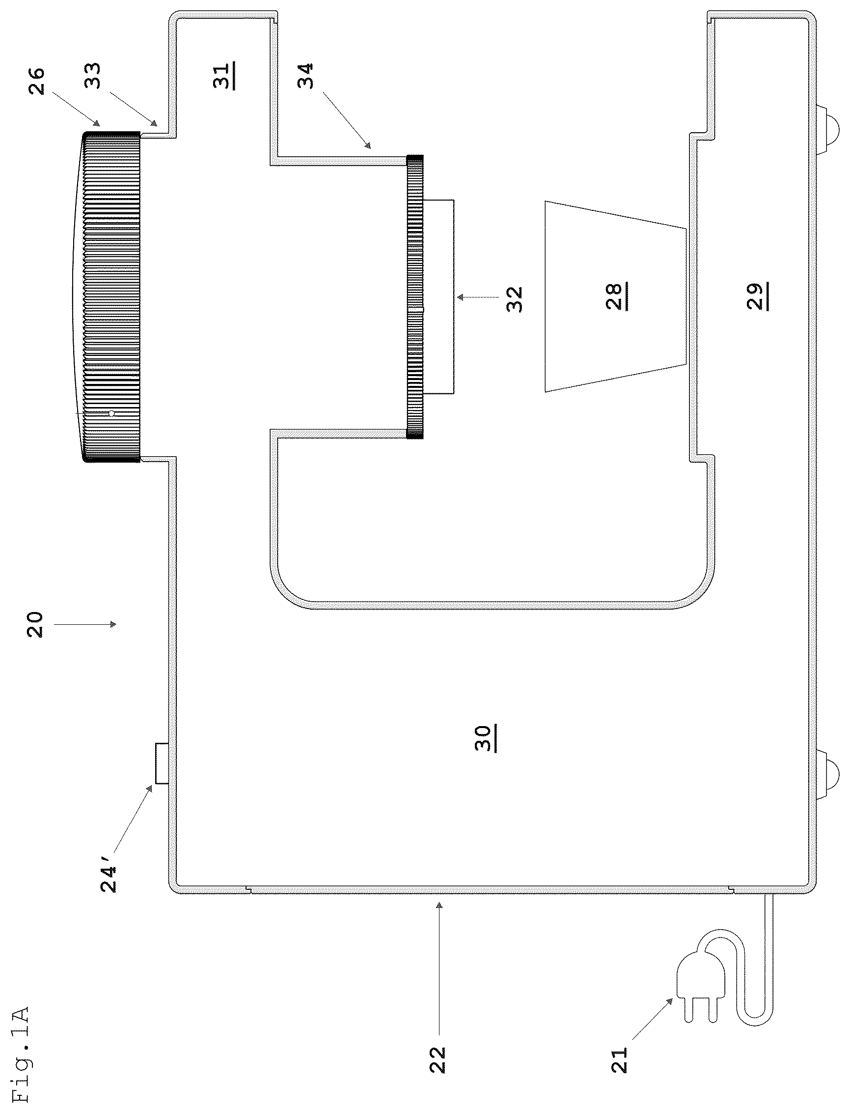 Patent US12599148 Figure 1 – Semi-automatic machine for crushing and for collecting outside frozen food substances for a subsequent food use of said food substances