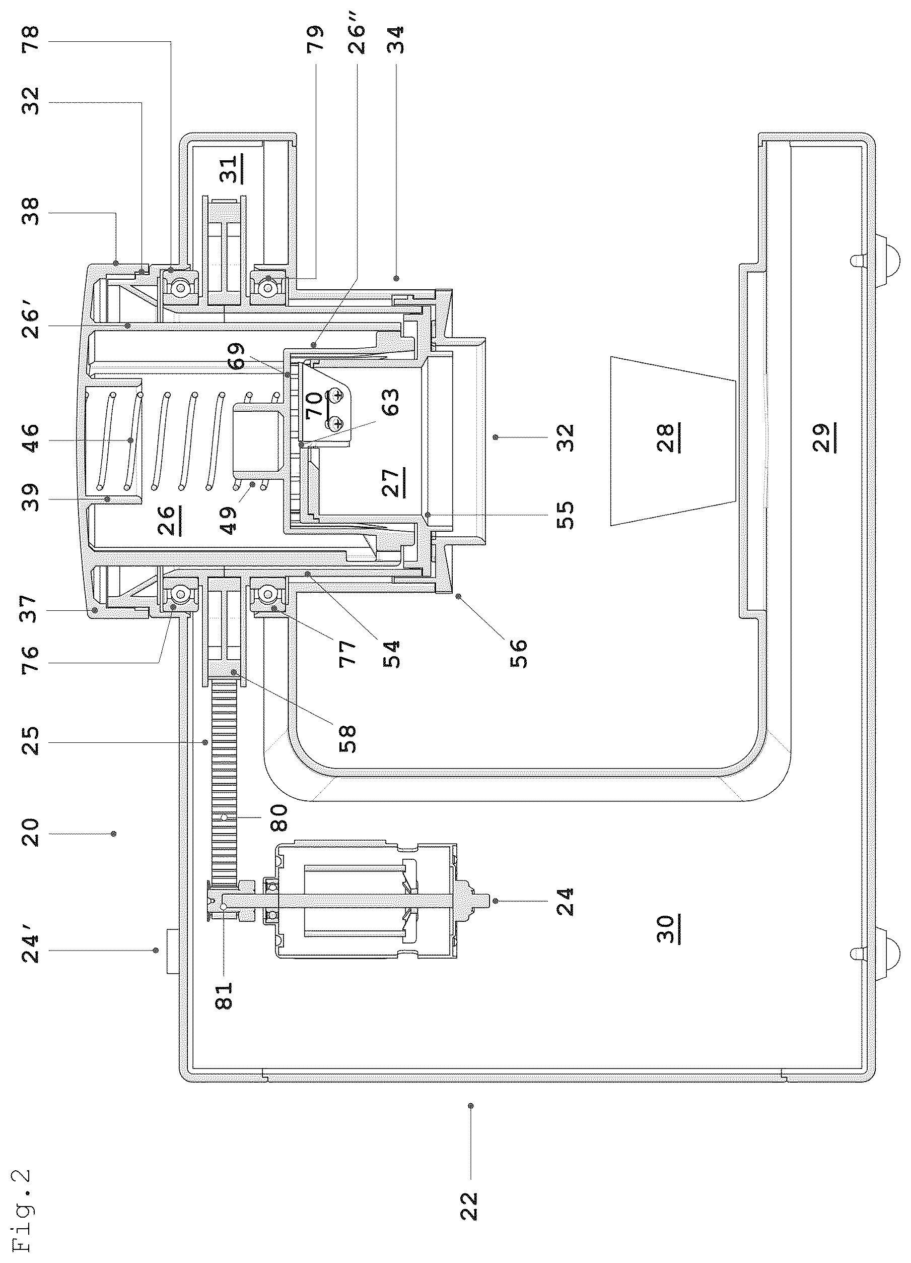 Patent US12599148 Figure 3 – Semi-automatic machine for crushing and for collecting outside frozen food substances for a subsequent food use of said food substances