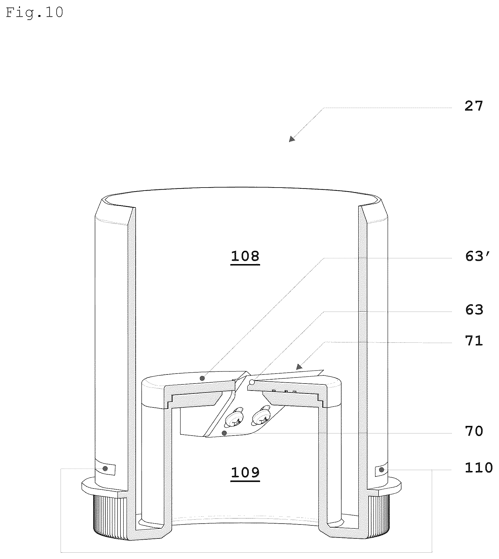 Patent US12599148 Figure 11 – Semi-automatic machine for crushing and for collecting outside frozen food substances for a subsequent food use of said food substances