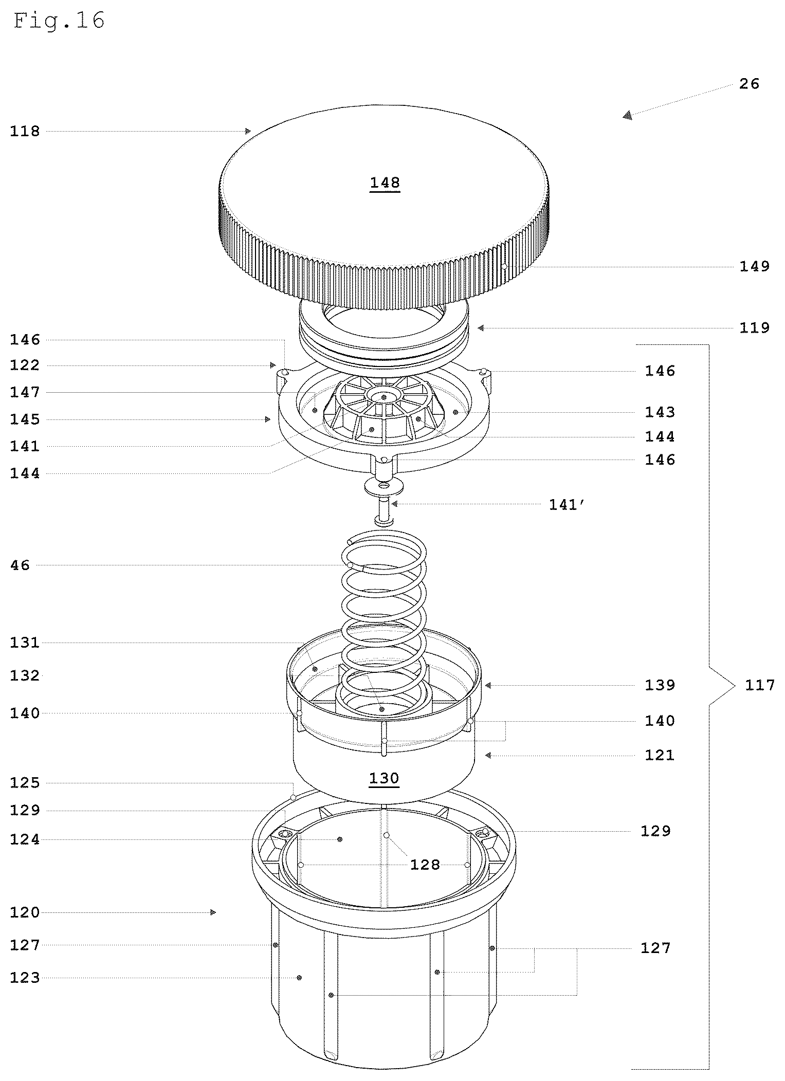 Patent US12599148 Figure 17 – Semi-automatic machine for crushing and for collecting outside frozen food substances for a subsequent food use of said food substances