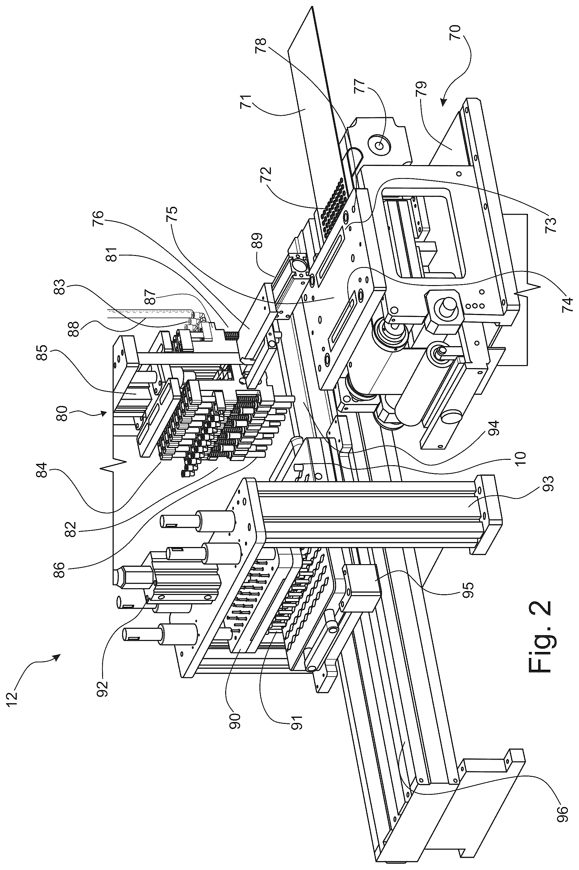 Patent US12599165 Figure 2 – Tray loading and unloading system