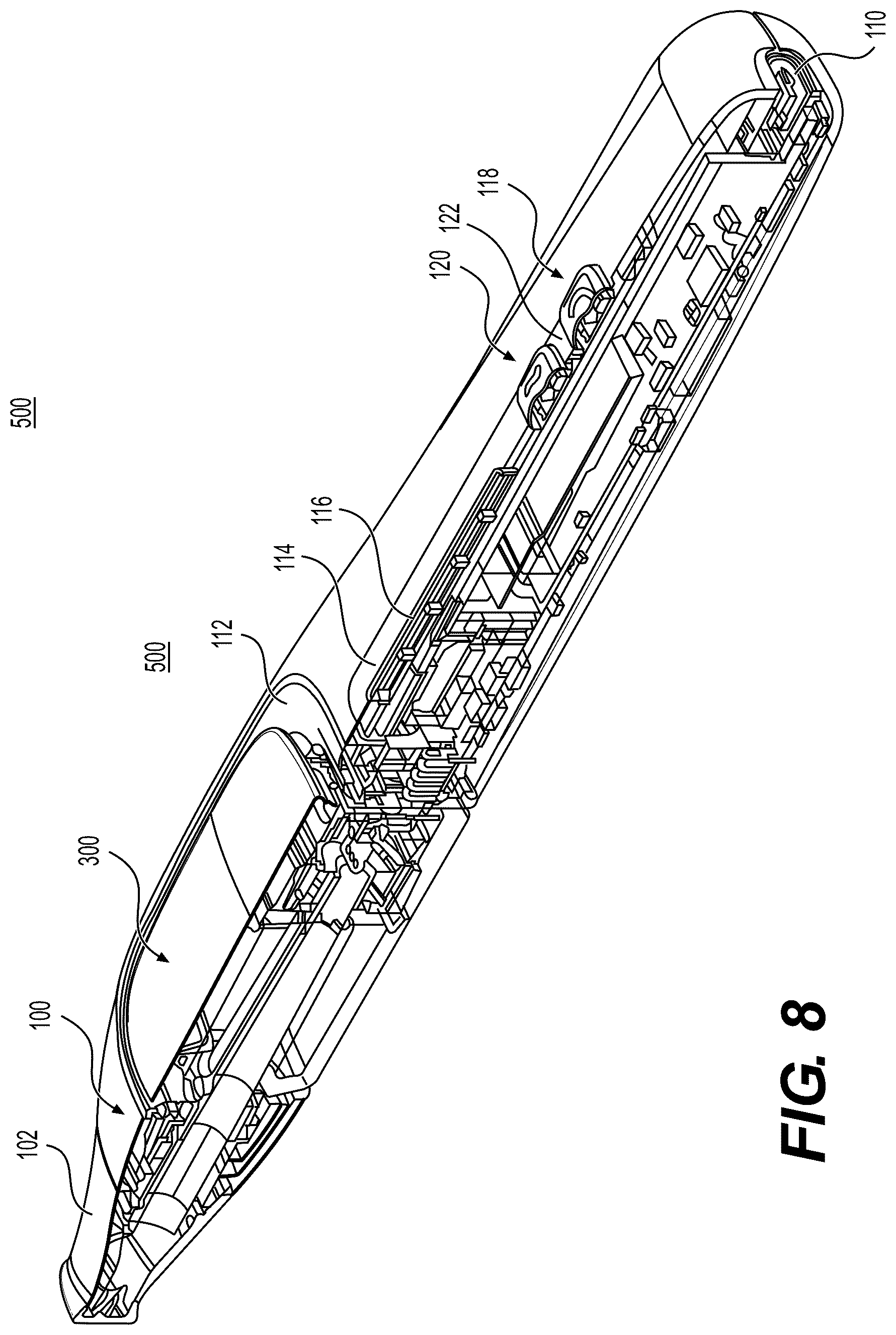 Patent US12599172 Figure 8 – Nicotine pod assemblies and nicotine e-vaping devices