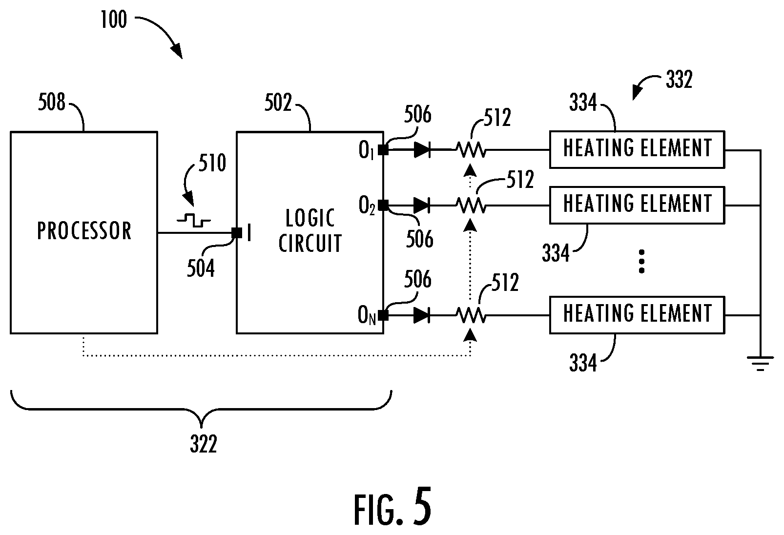 Patent US12599174 Figure 4 – Control component for segmented heating in an aerosol delivery device