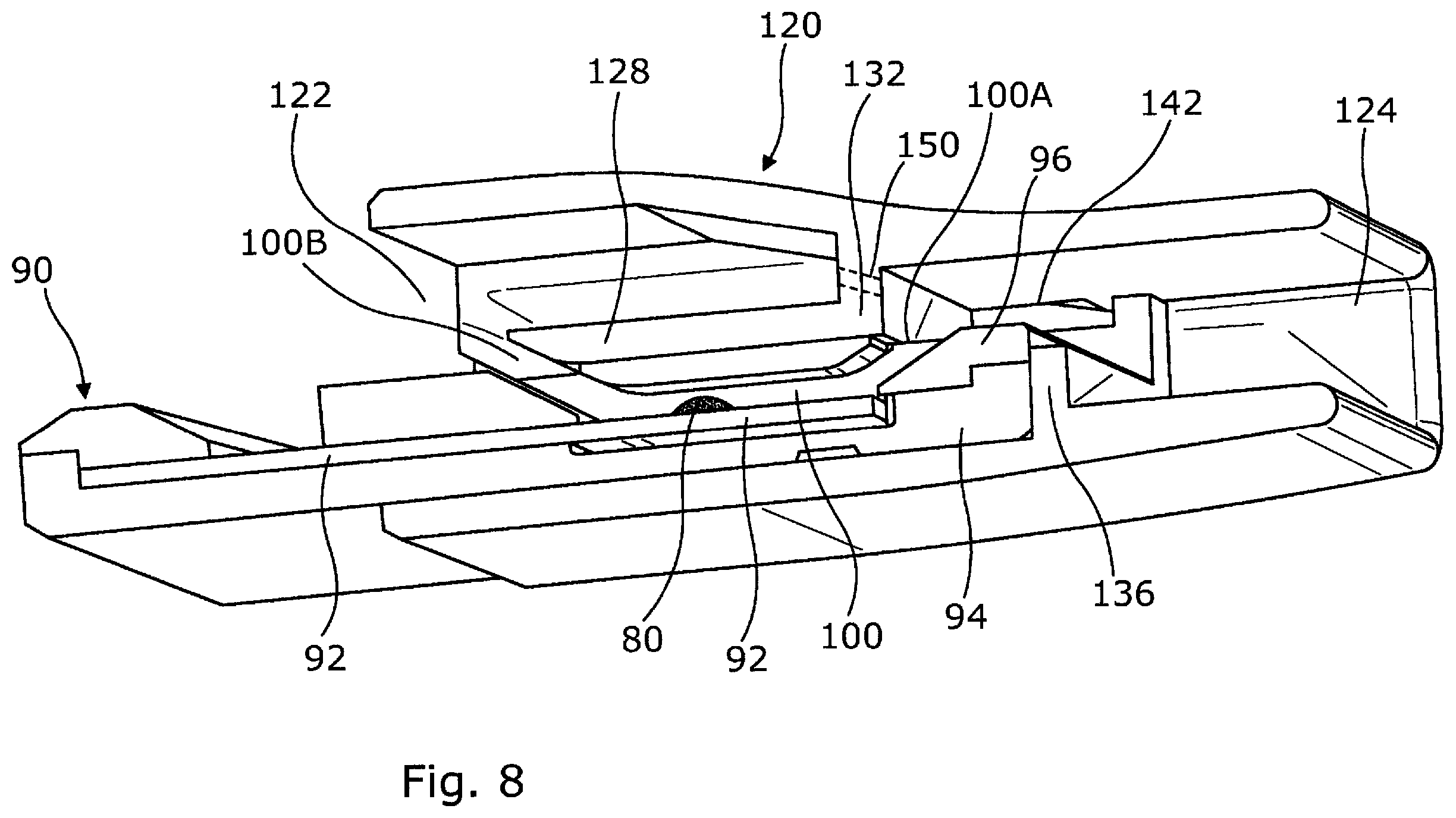 Patent US12599177 Figure 8 – Mouthpiece assembly for an inhalation device including a replaceable substrate component, and a replaceable substrate component therefor