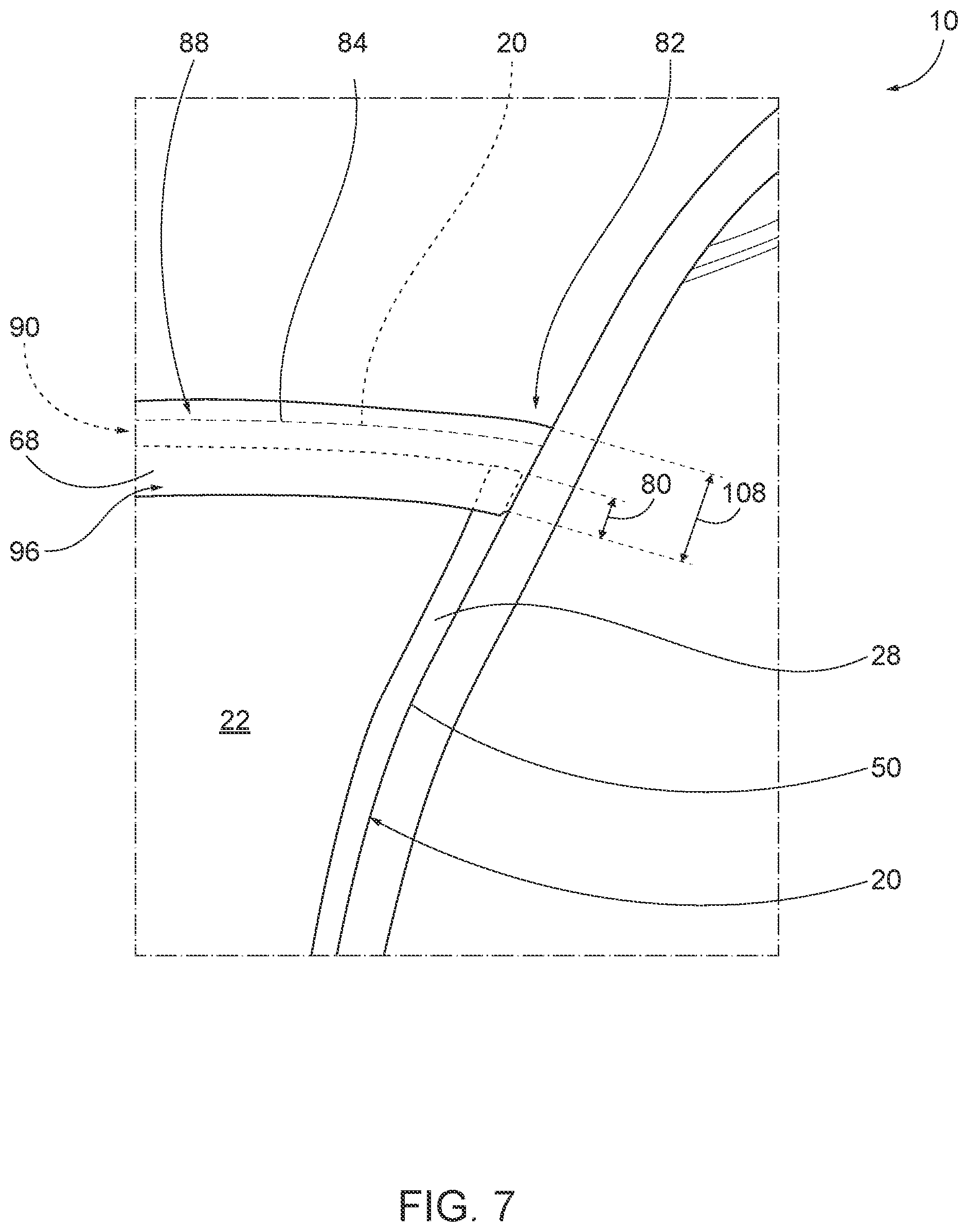 Patent US12599181 Figure 7 – Moisture lock fluid retention assemblies, garments including the same, and related methods