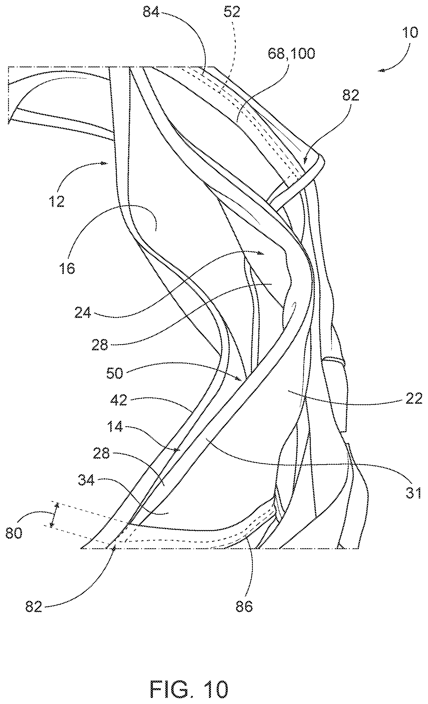 Patent US12599181 Figure 9 – Moisture lock fluid retention assemblies, garments including the same, and related methods