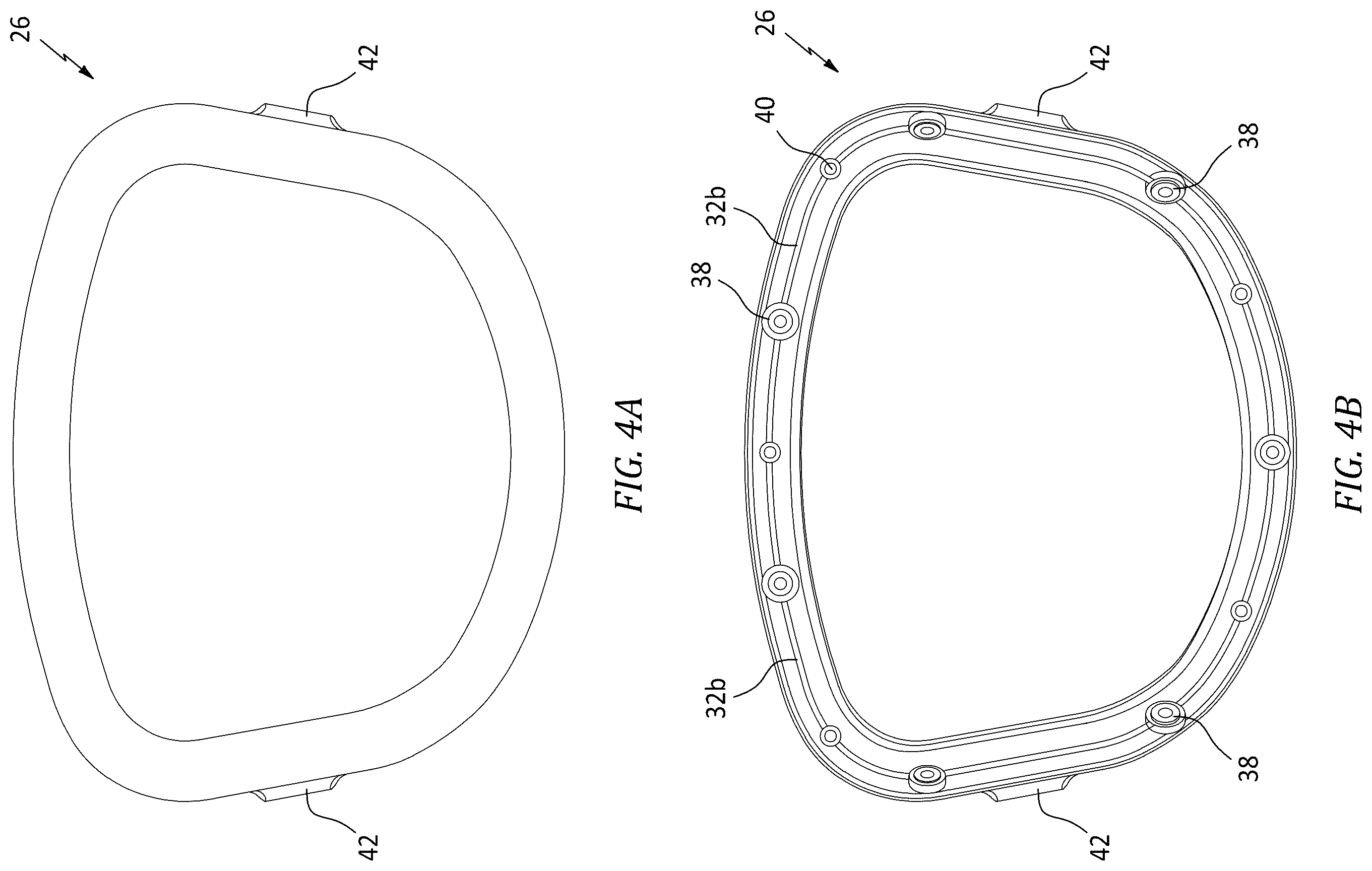 Patent US12599184 Figure 4 – Personal protective equipment ensemble made up of a launderable hood and an air dispersion protective face shield assembly