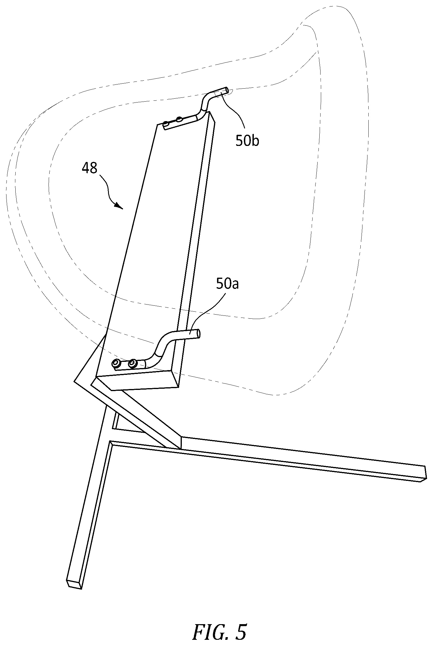 Patent US12599184 Figure 5 – Personal protective equipment ensemble made up of a launderable hood and an air dispersion protective face shield assembly