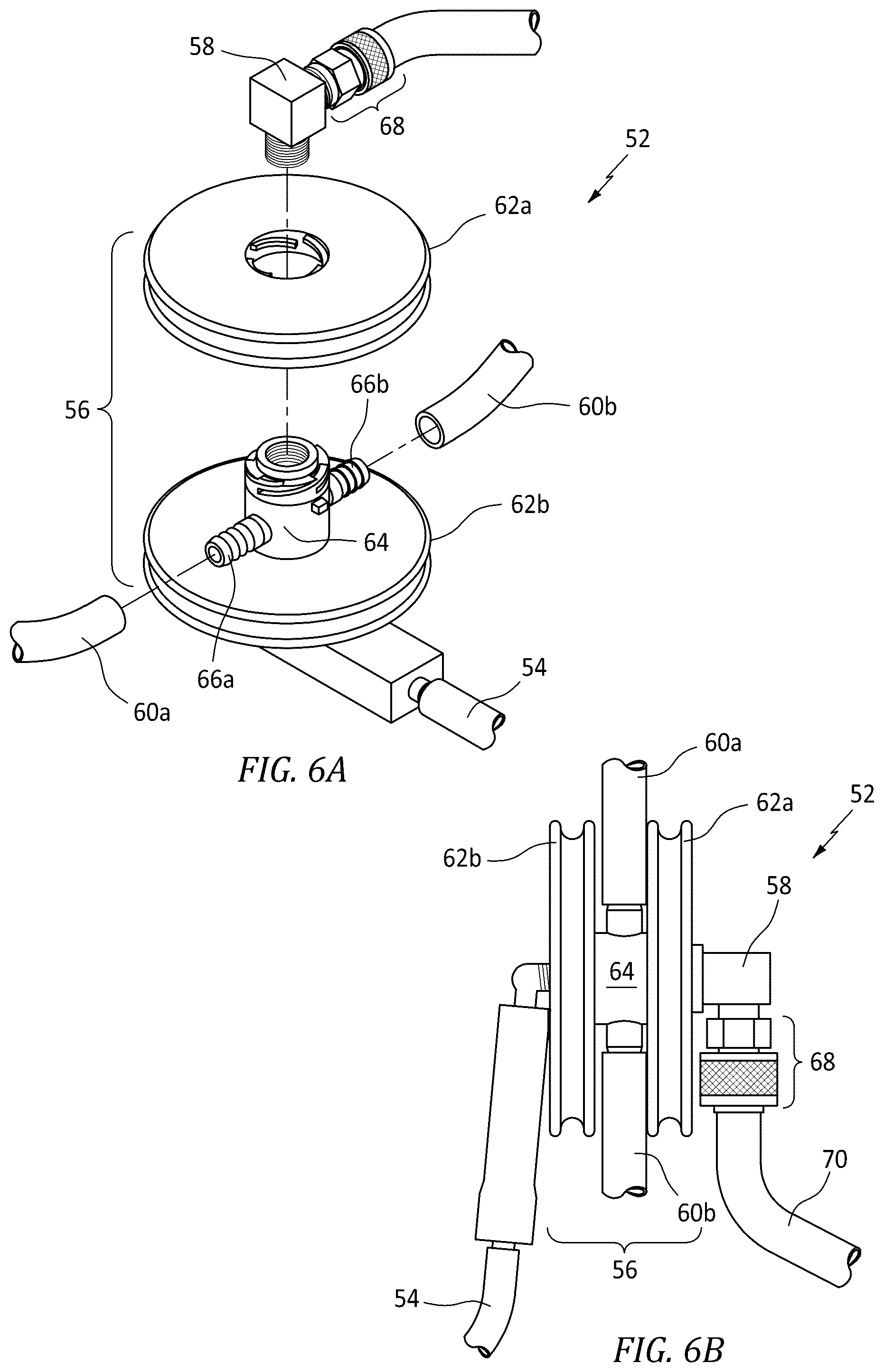 Patent US12599184 Figure 6 – Personal protective equipment ensemble made up of a launderable hood and an air dispersion protective face shield assembly