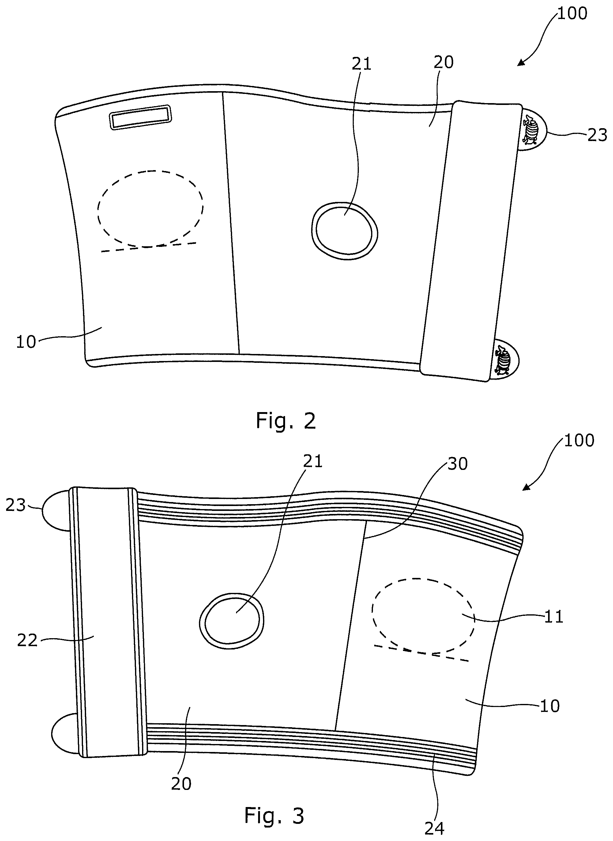 Patent US12599185 Figure 2 – Protective knee pad
