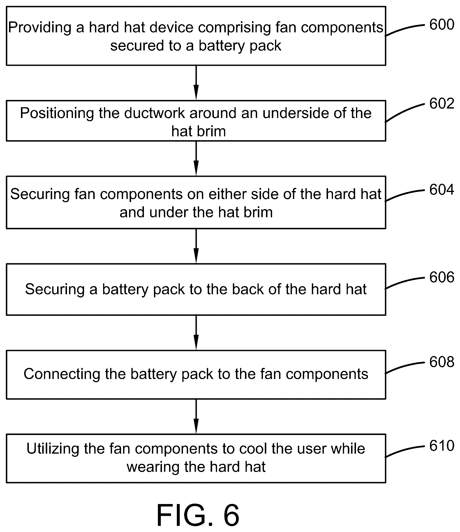 Patent US12599190 Figure 3 – Hard hat fan device
