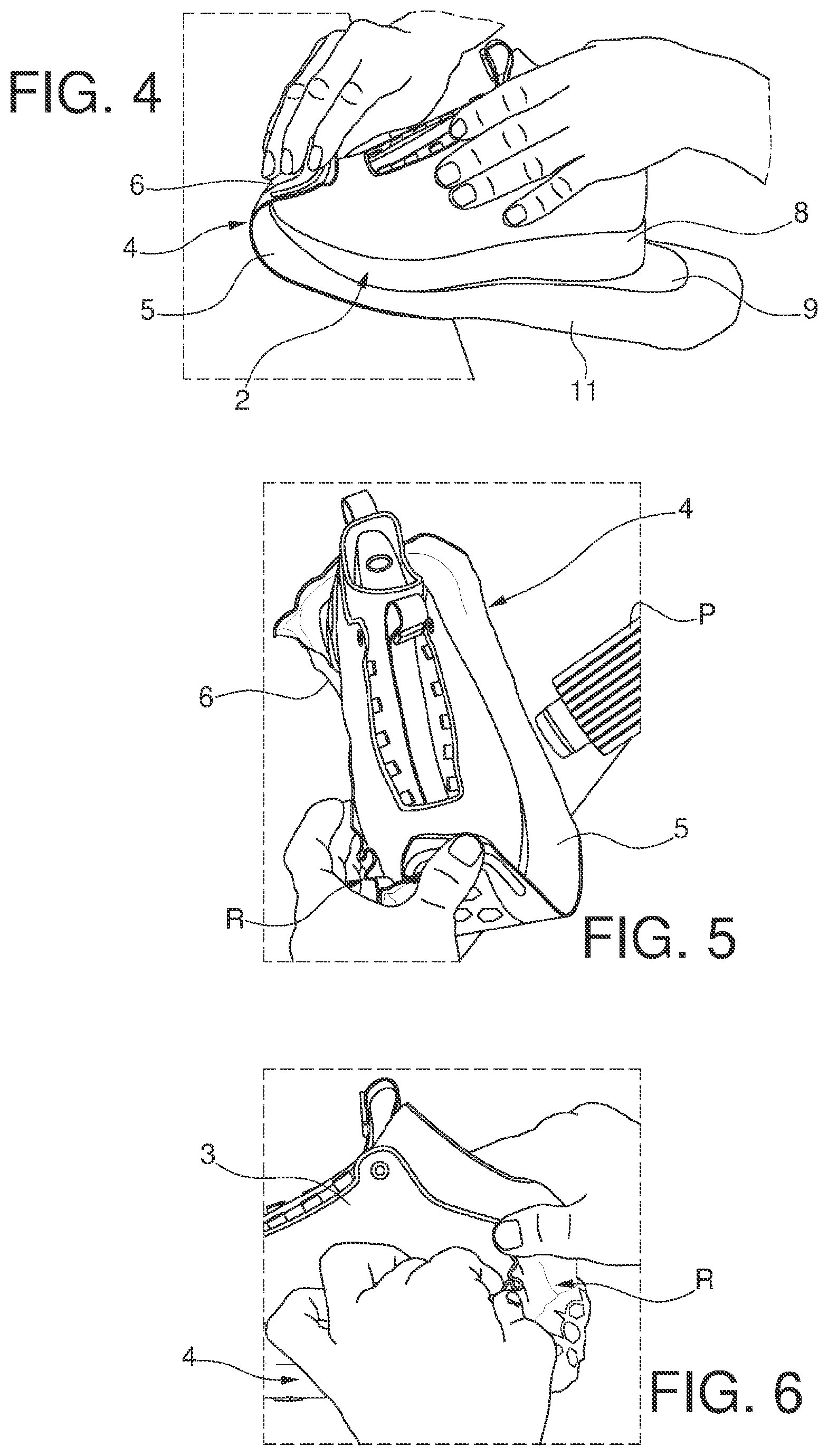 Patent US12599193 Figure 2 – Method concerning the application of a sole obtained bending the edges of a flat non-trimmed sole on an upper for obtaining a shoe and a thus obtained shoe