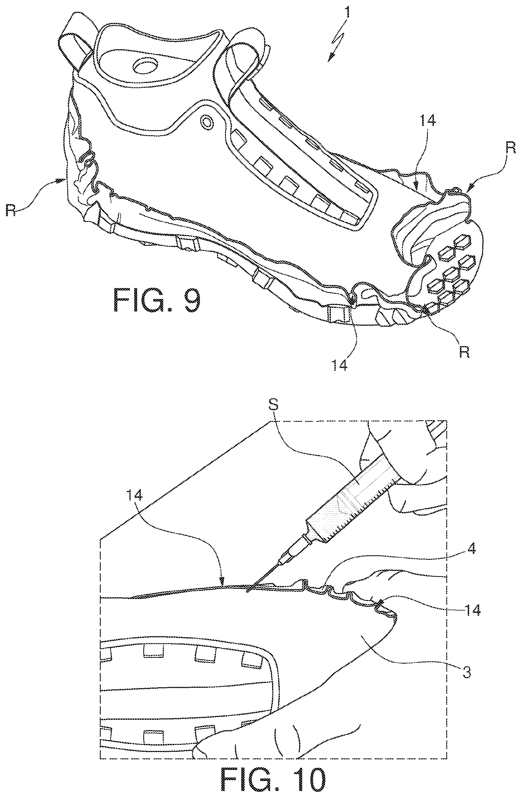 Patent US12599193 Figure 4 – Method concerning the application of a sole obtained bending the edges of a flat non-trimmed sole on an upper for obtaining a shoe and a thus obtained shoe