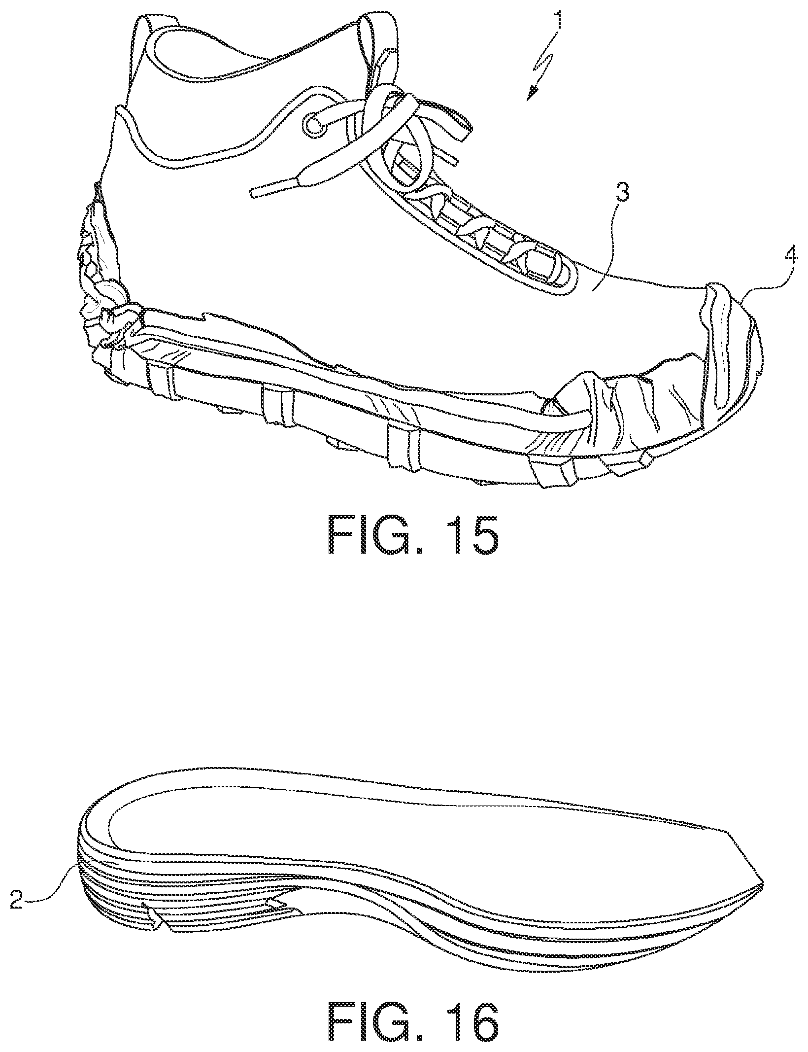 Patent US12599193 Figure 6 – Method concerning the application of a sole obtained bending the edges of a flat non-trimmed sole on an upper for obtaining a shoe and a thus obtained shoe