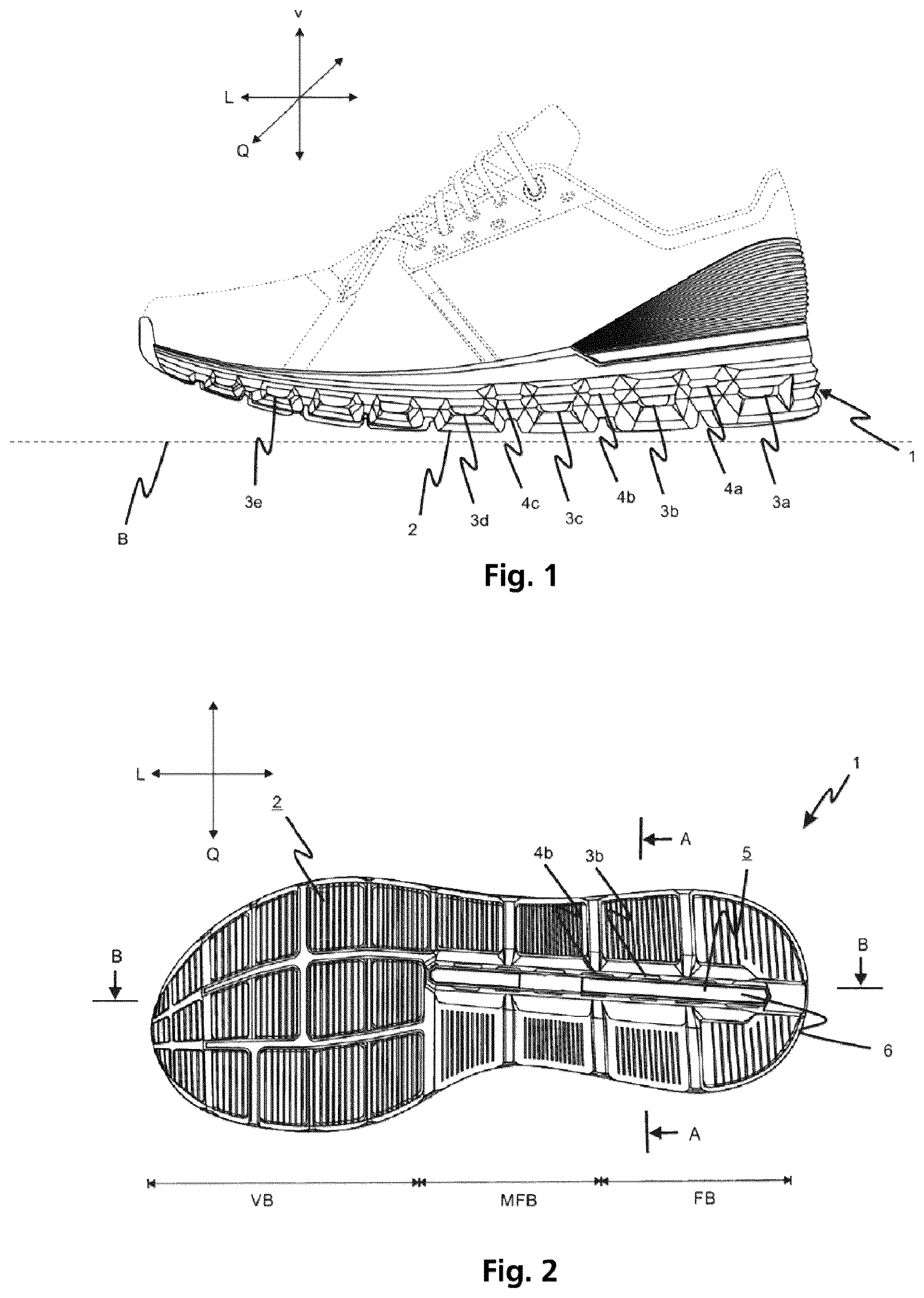 Patent US12599194 — Running shoe sole comprising a soft-elastic midsole — Figure 1