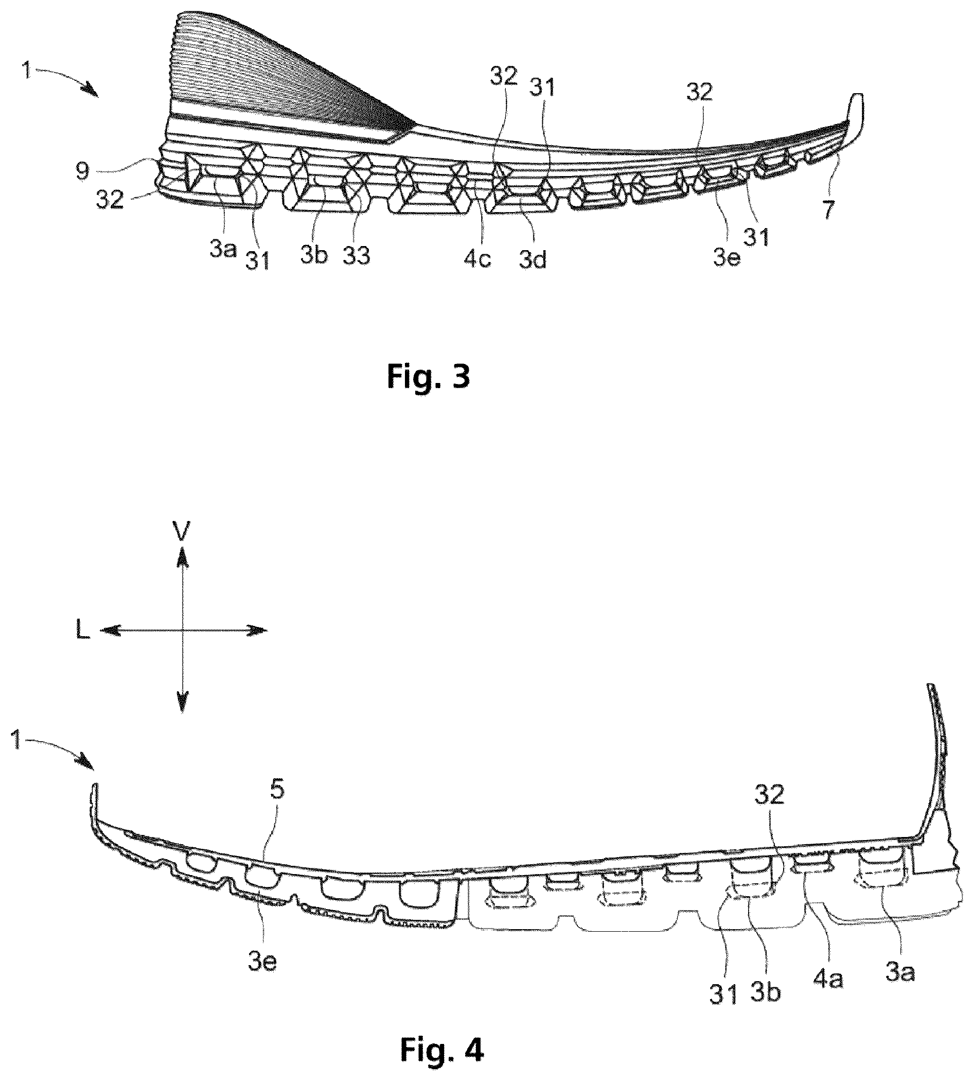 Patent US12599194 Figure 2 – Running shoe sole comprising a soft-elastic midsole