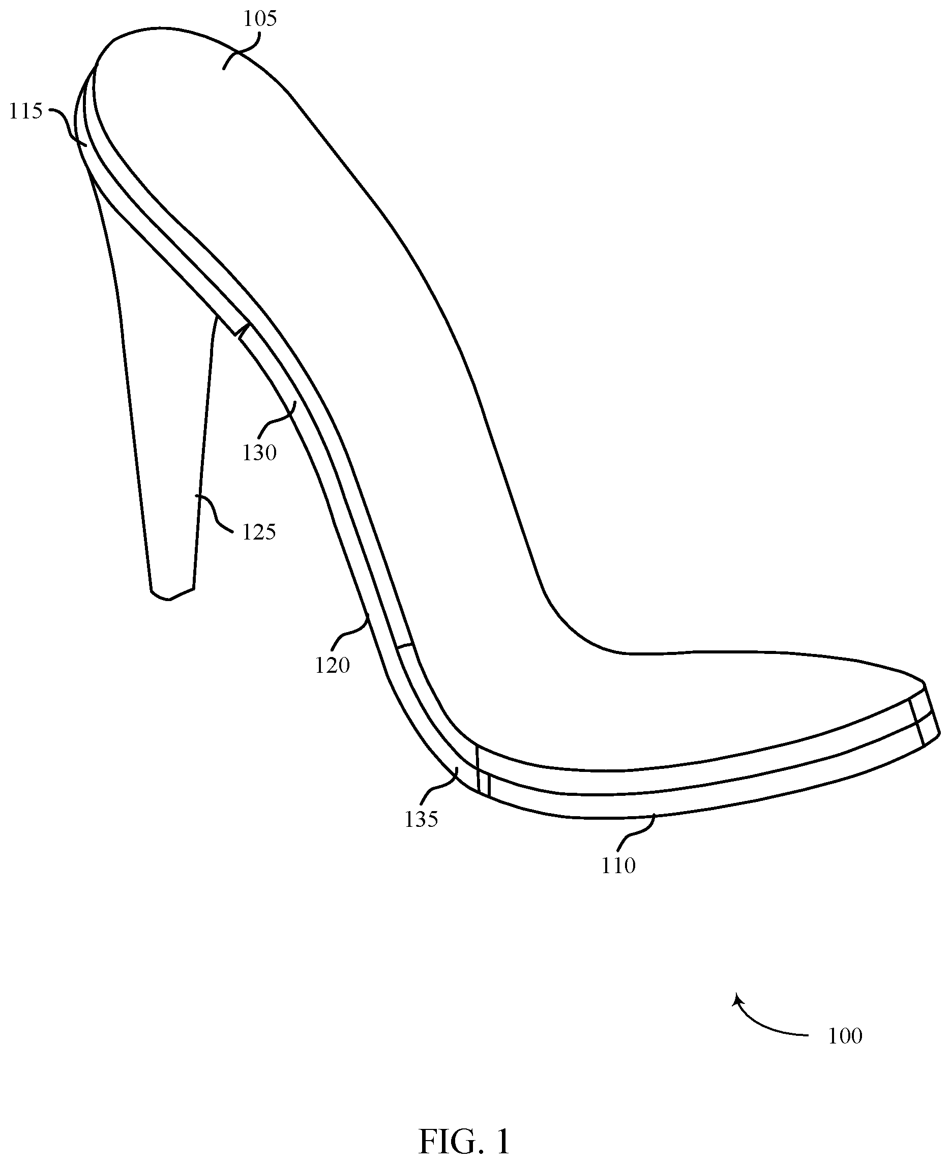 Patent US12599195 Figure 1 – Fully convertible high heel-to-flat shoe