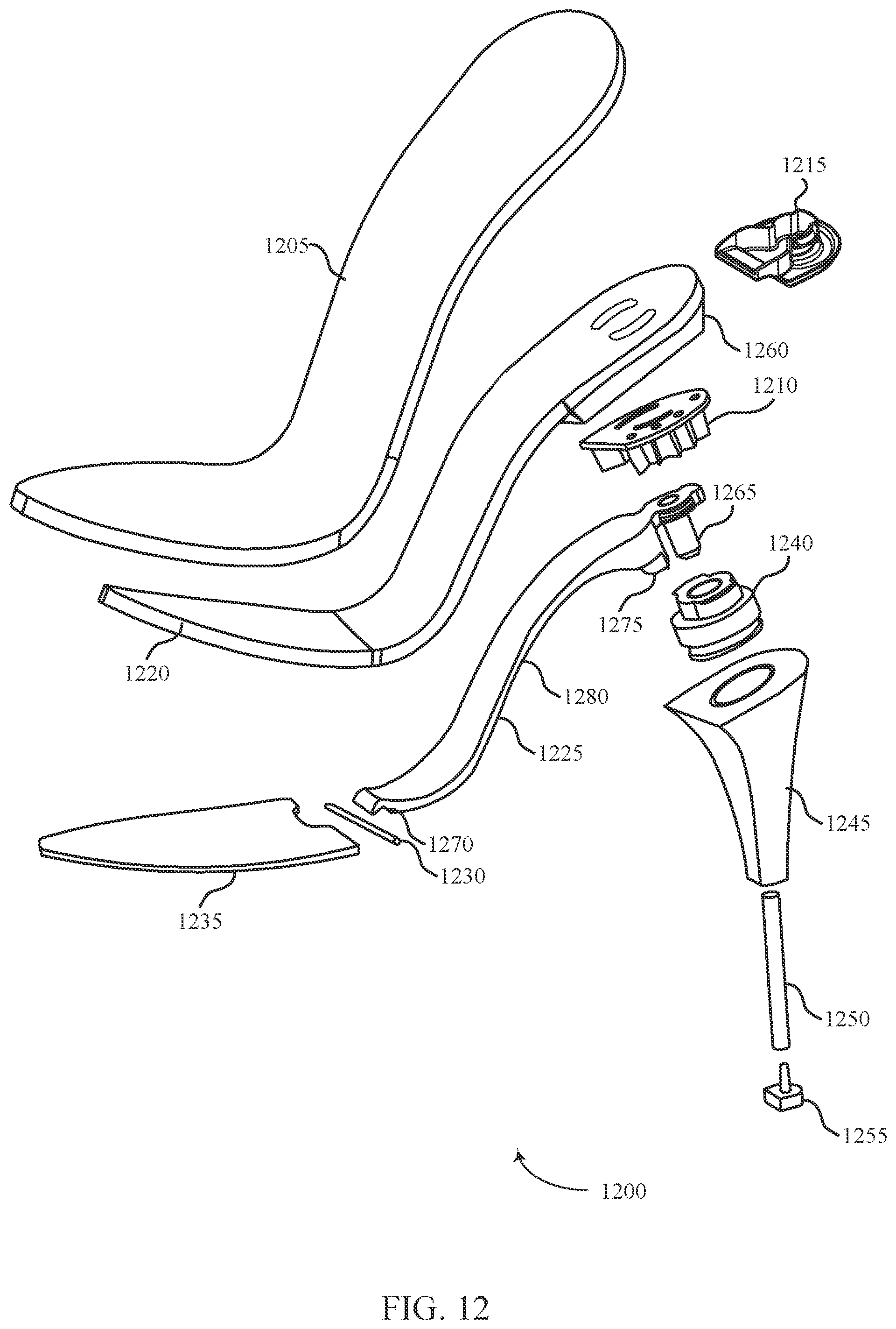 Patent US12599195 Figure 12 – Fully convertible high heel-to-flat shoe