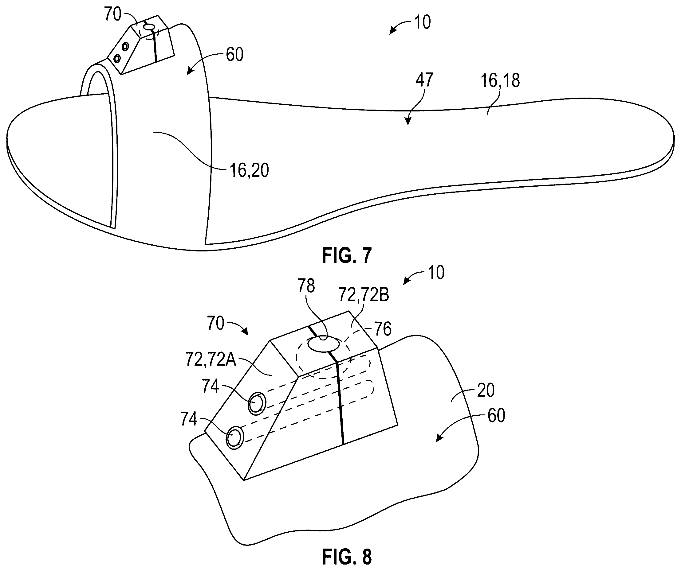 Patent US12599196 Figure 4 – Device for an article of footwear including a frame with a footwear plate