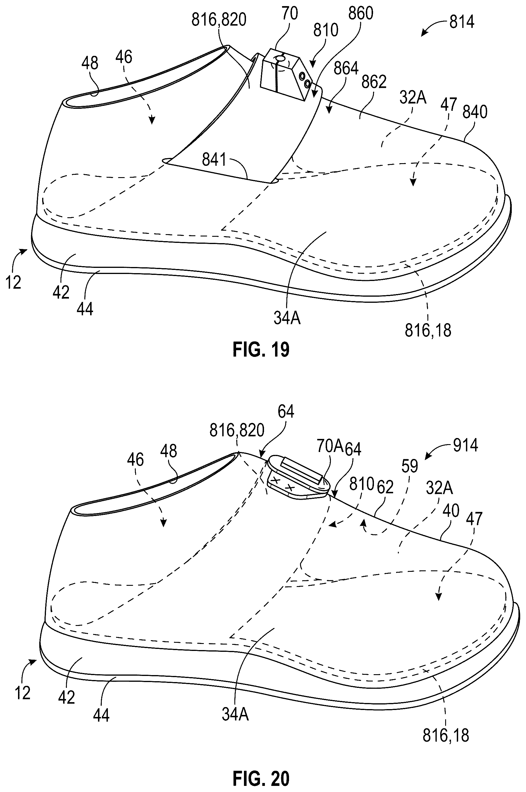 Patent US12599196 Figure 10 – Device for an article of footwear including a frame with a footwear plate