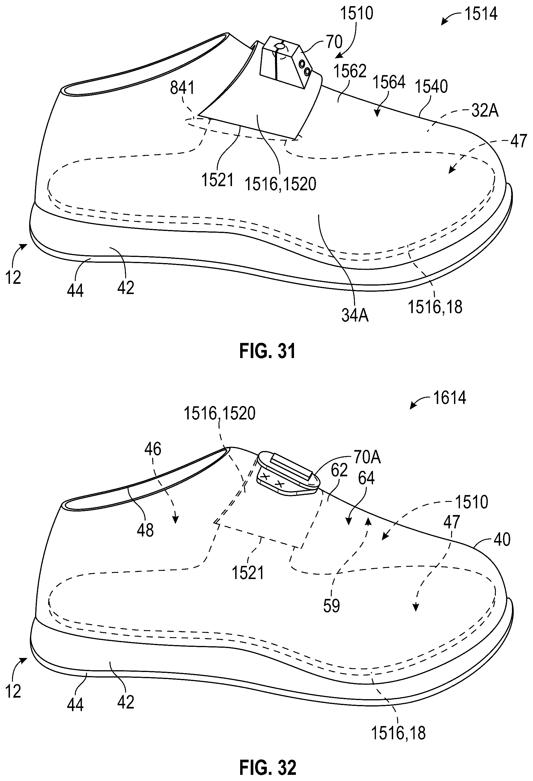 Patent US12599196 Figure 16 – Device for an article of footwear including a frame with a footwear plate
