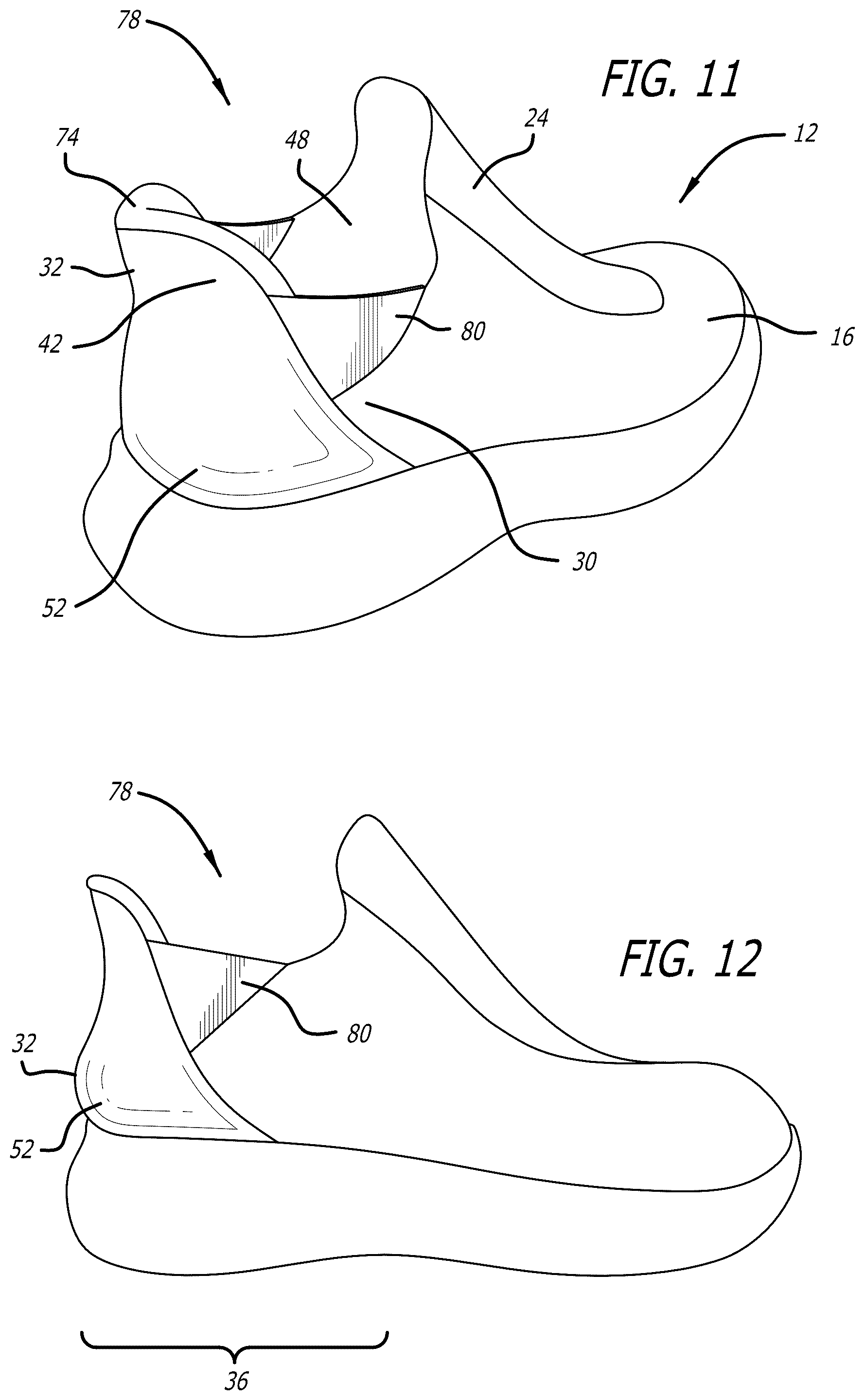 Patent US12599197 Figure 8 – Footwear heel counter for easier foot entry or removal