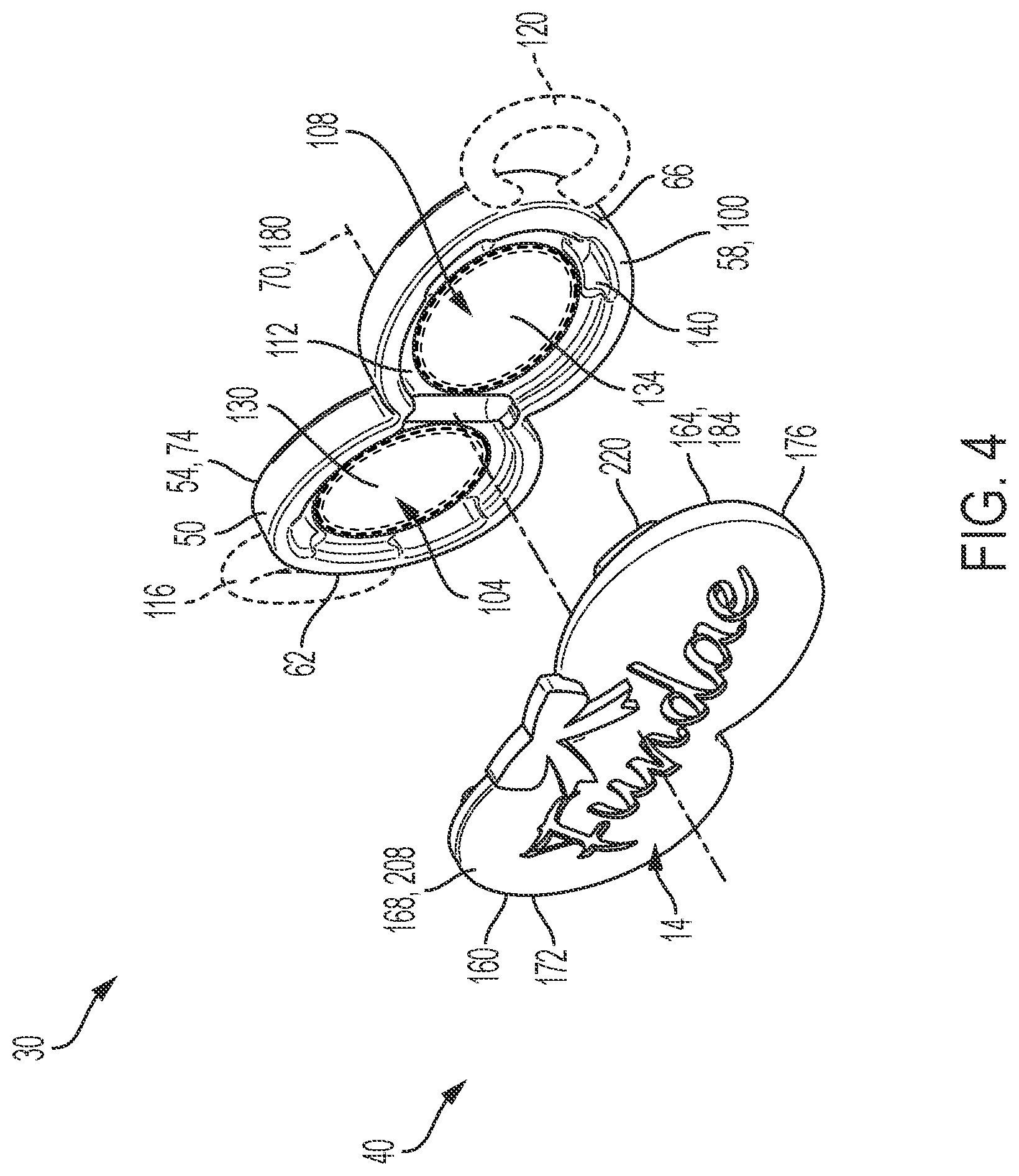 Patent US12599199 Figure 4 – Assembly for coupling an aesthetic member to an accessory
