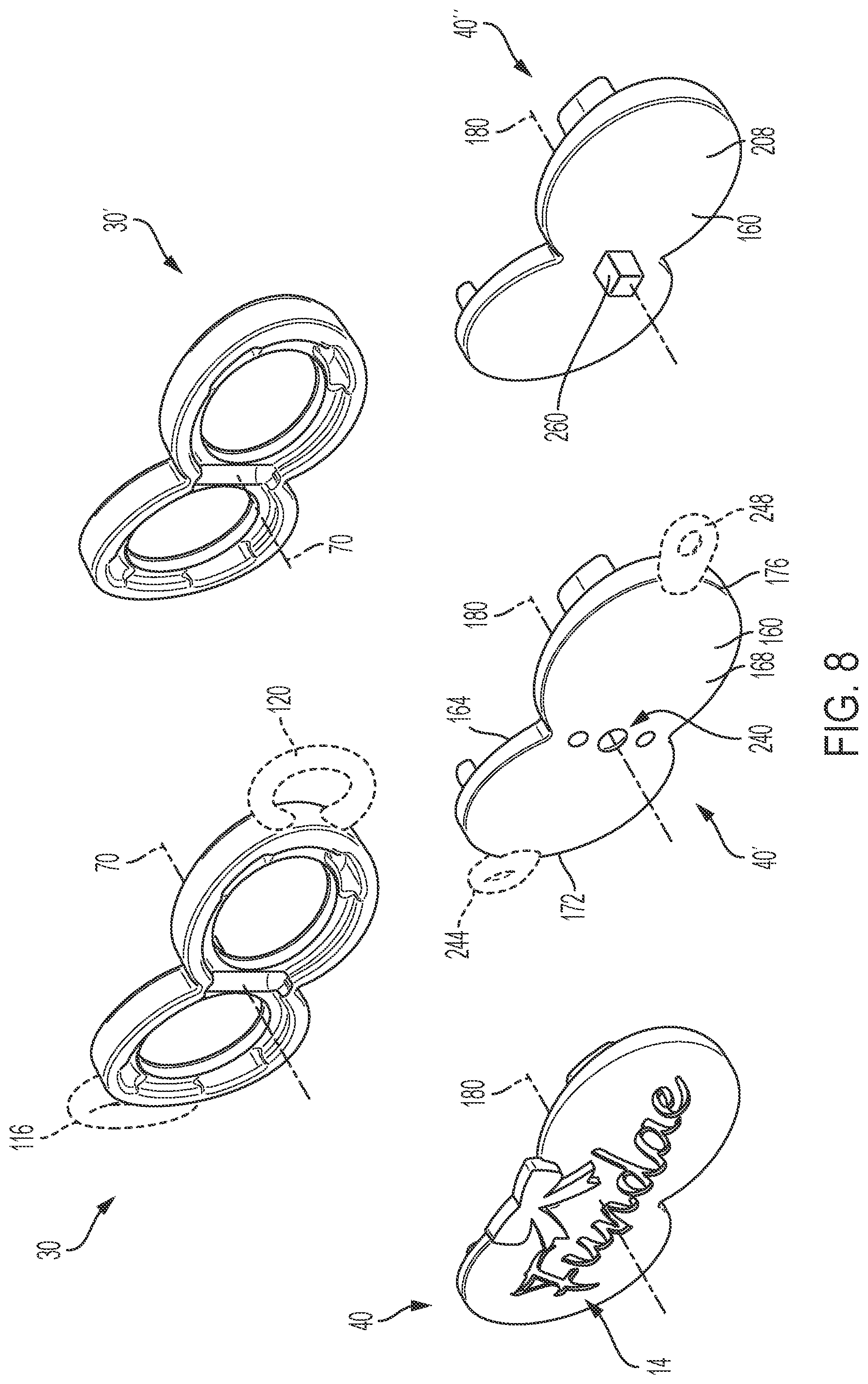Patent US12599199 Figure 8 – Assembly for coupling an aesthetic member to an accessory