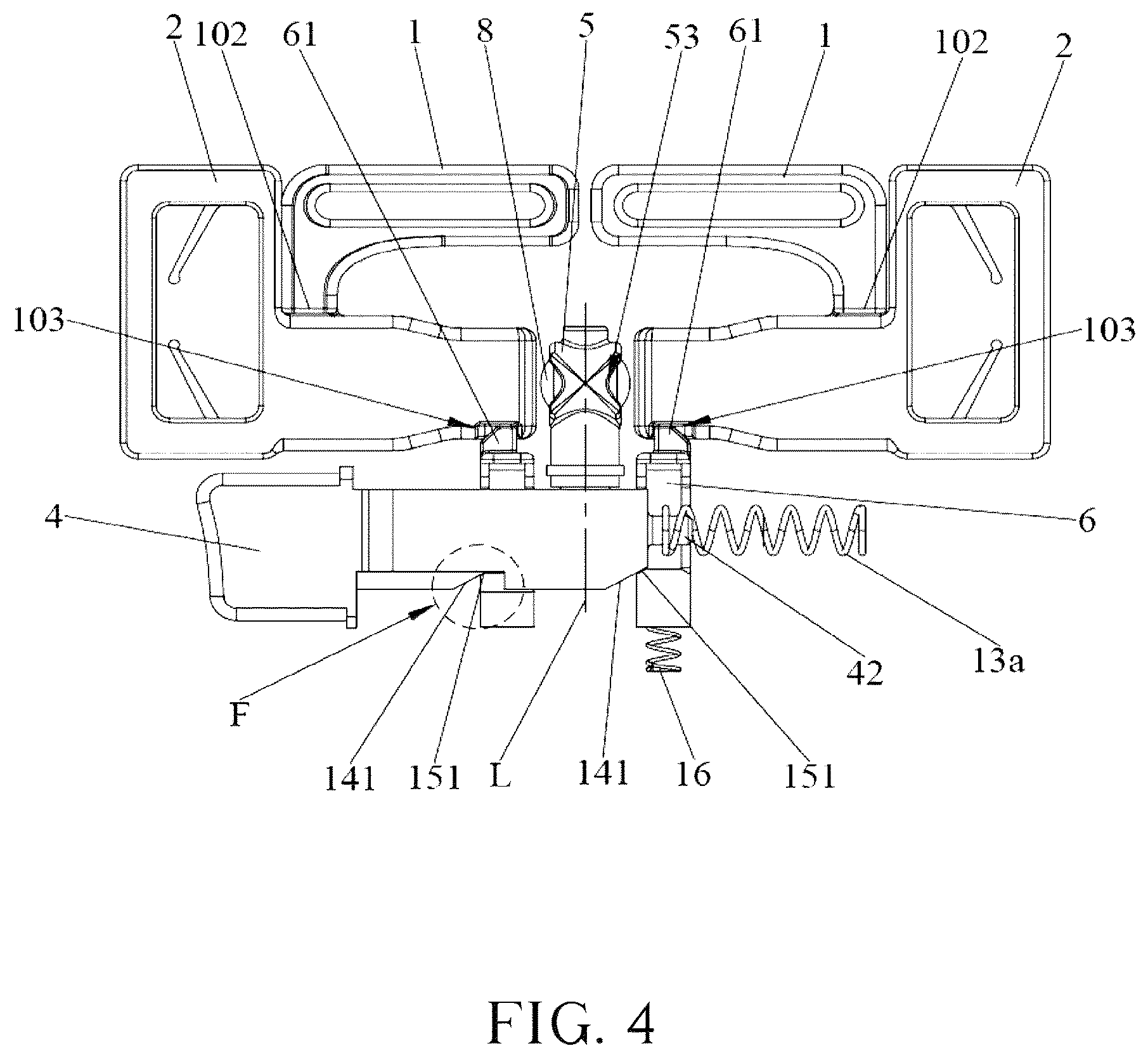 Patent US12599200 Figure 4 – Magnetic buckle assembly