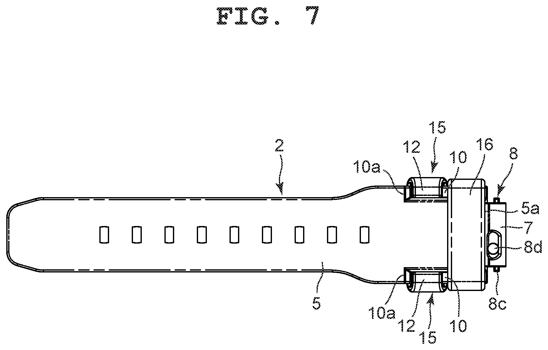 Patent US12599202 Figure 7 – Band and timepiece