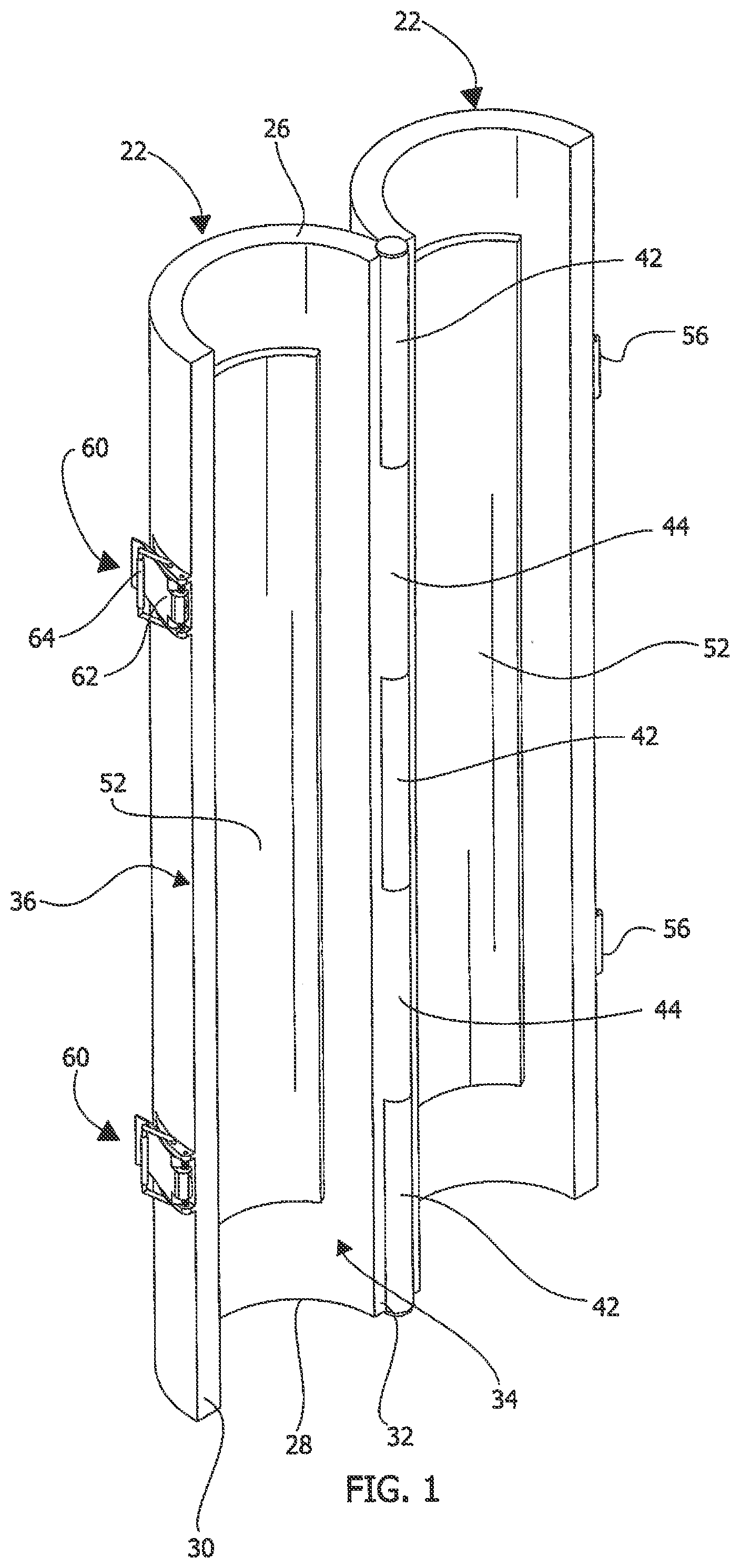 Patent US12599206 Figure 1 – Umbrella pole brace assembly