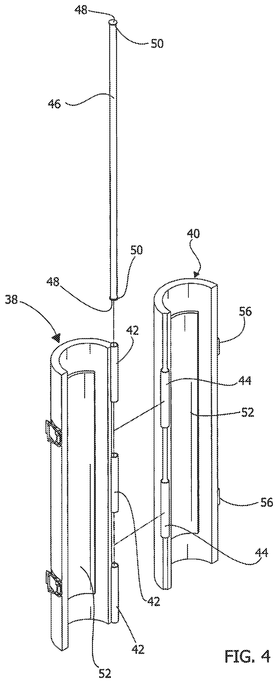 Patent US12599206 Figure 4 – Umbrella pole brace assembly