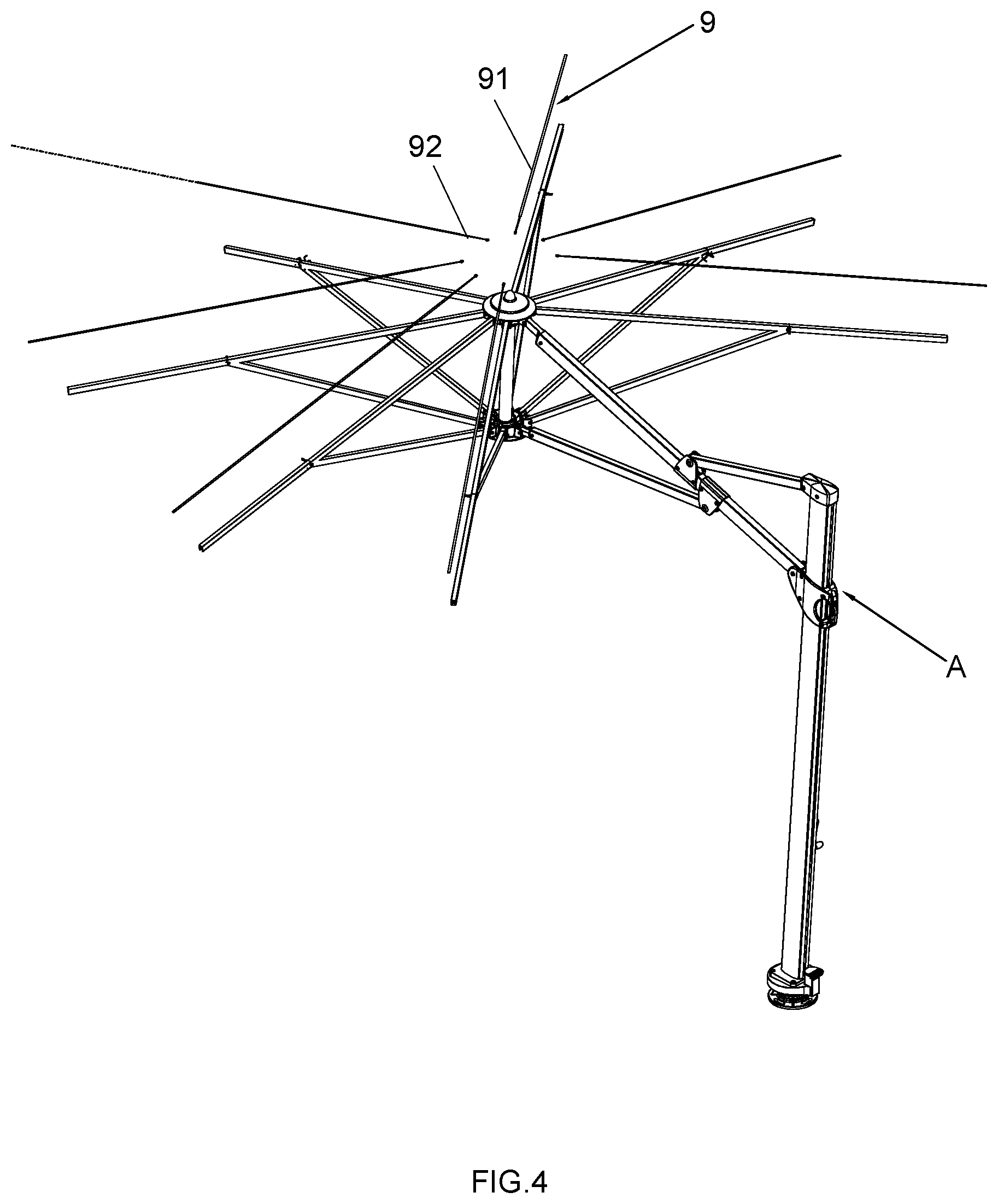 Patent US12599207 Figure 3 – Sliding seat assembly for an umbrella