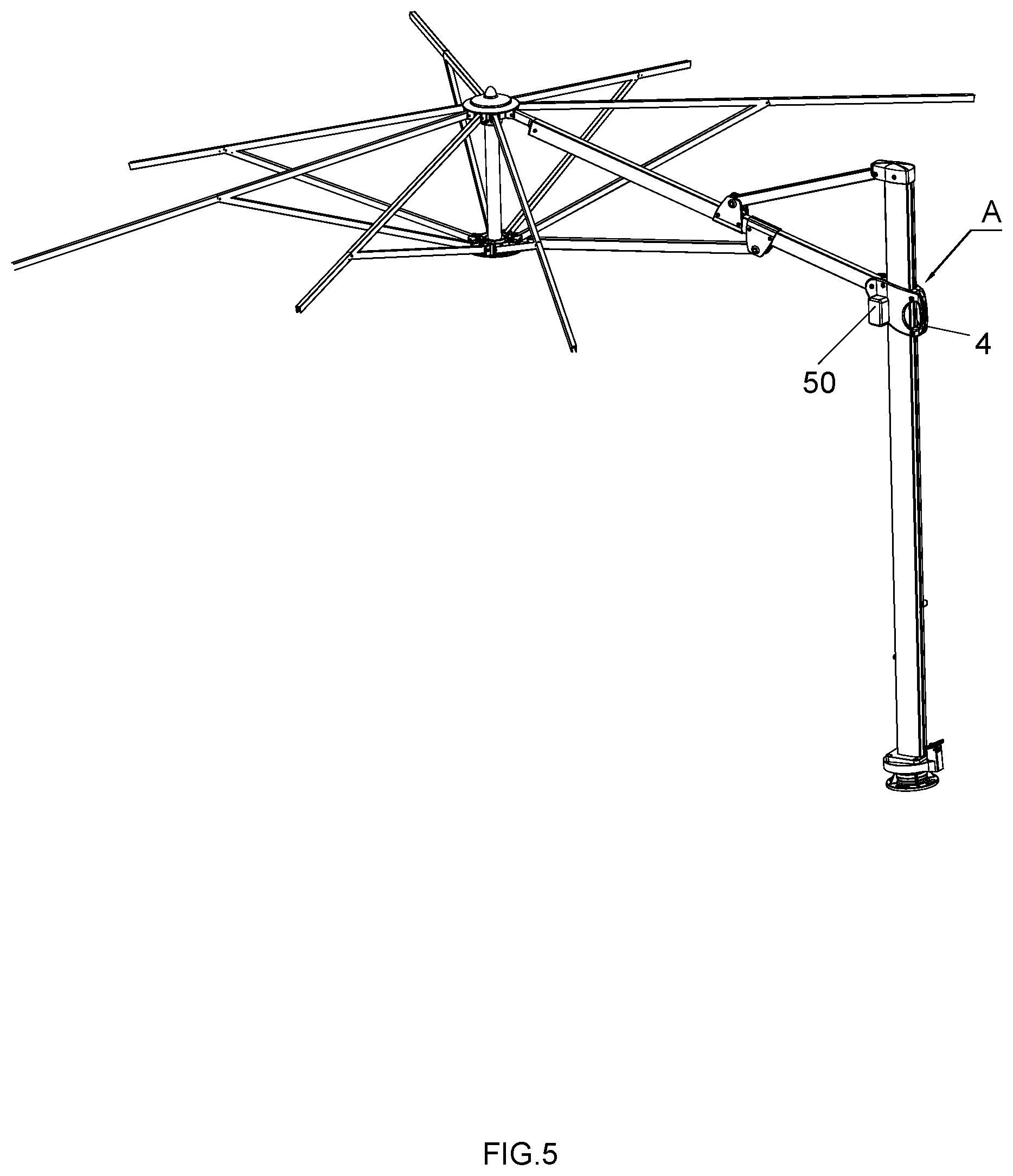 Patent US12599207 Figure 4 – Sliding seat assembly for an umbrella