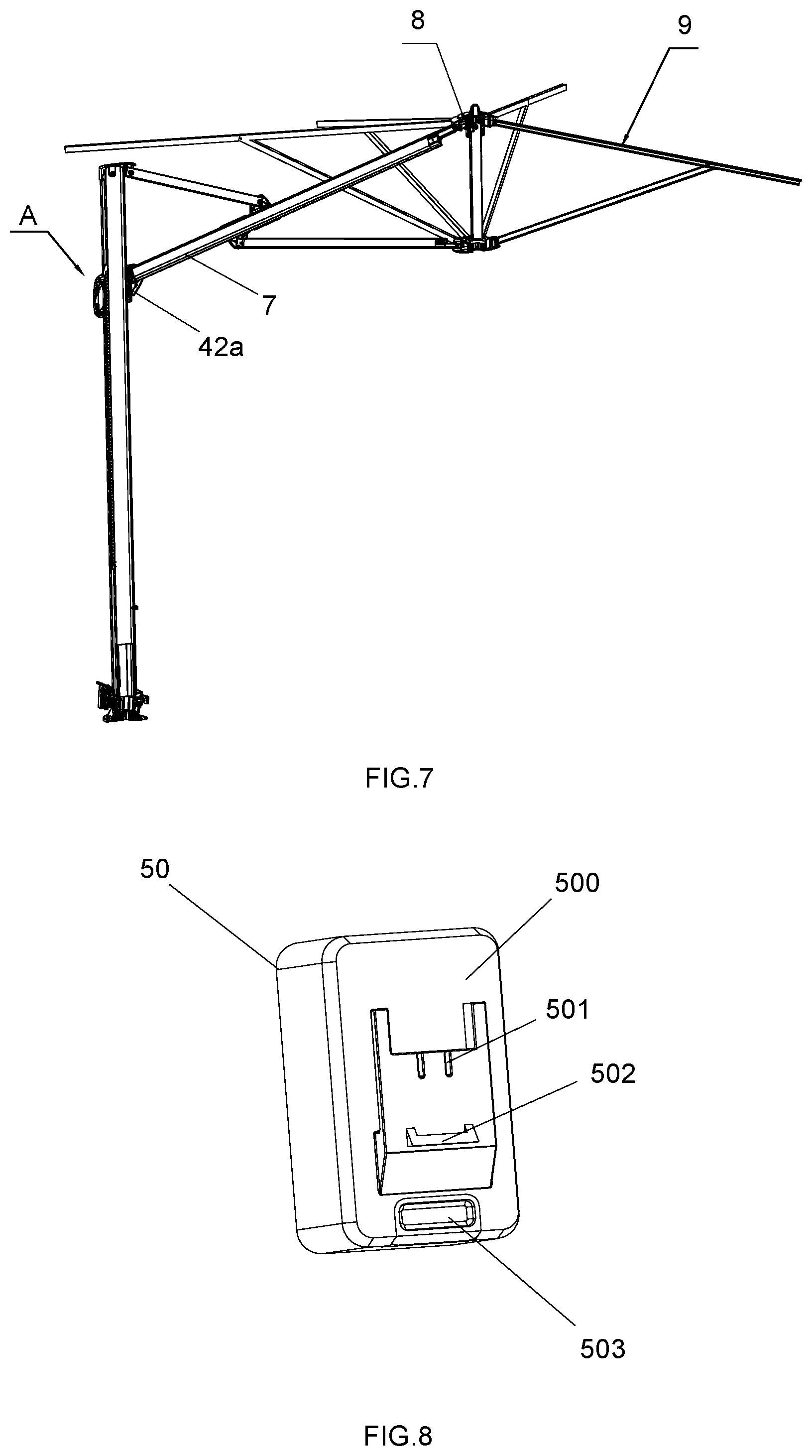 Patent US12599207 Figure 6 – Sliding seat assembly for an umbrella