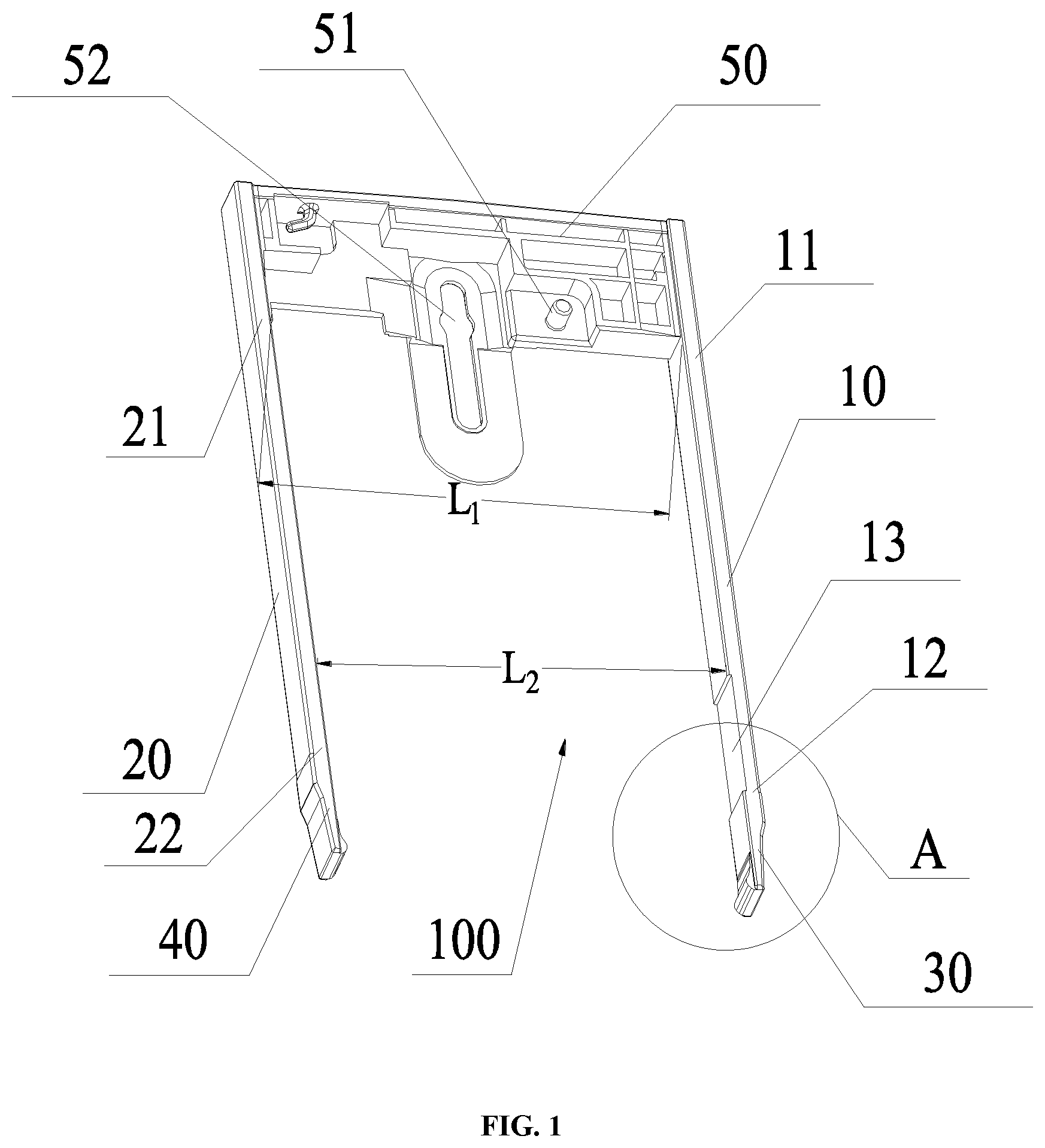 Patent US12599209 Figure 1 – Card fixation assembly for card holder and card holder