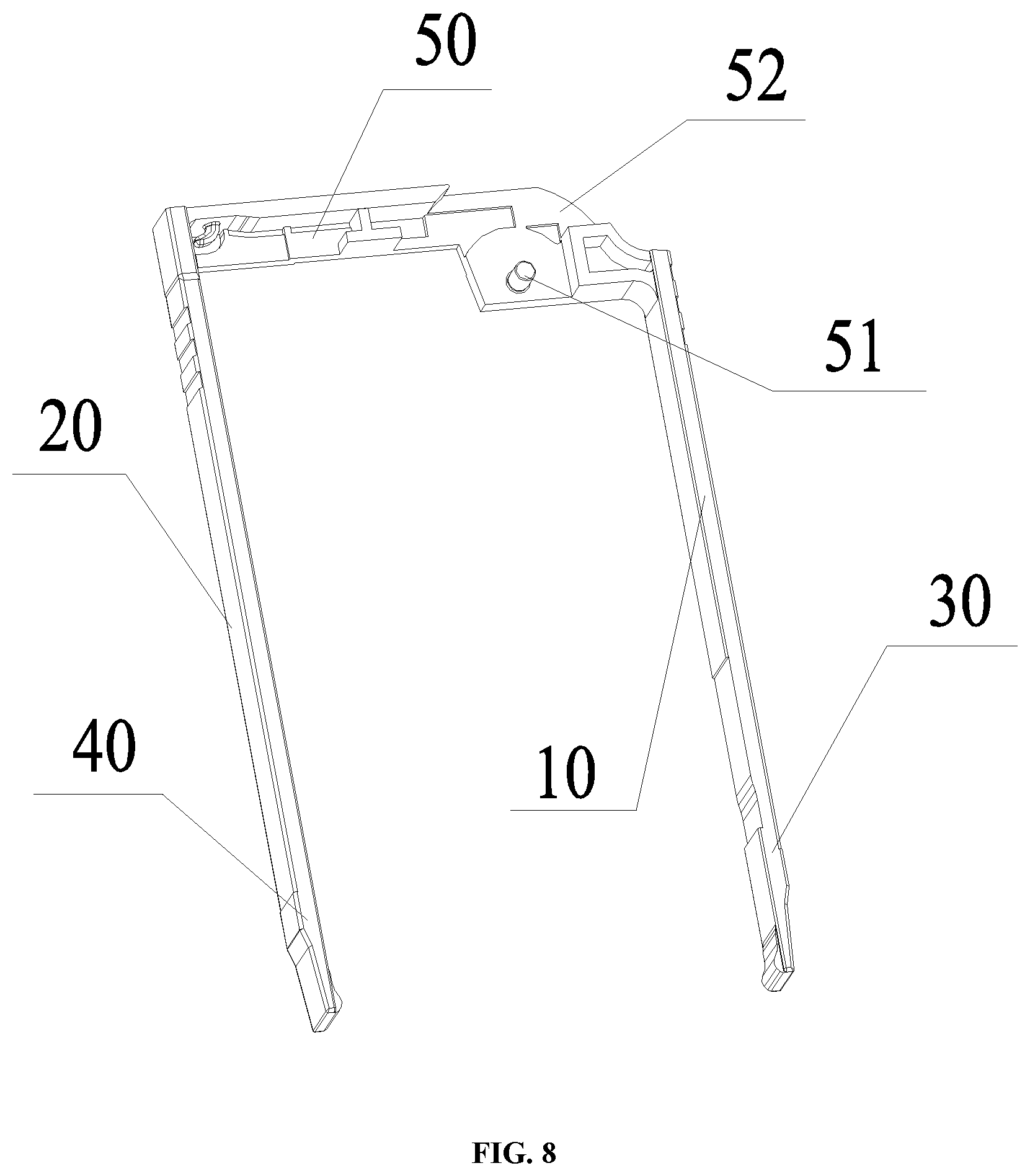 Patent US12599209 Figure 8 – Card fixation assembly for card holder and card holder