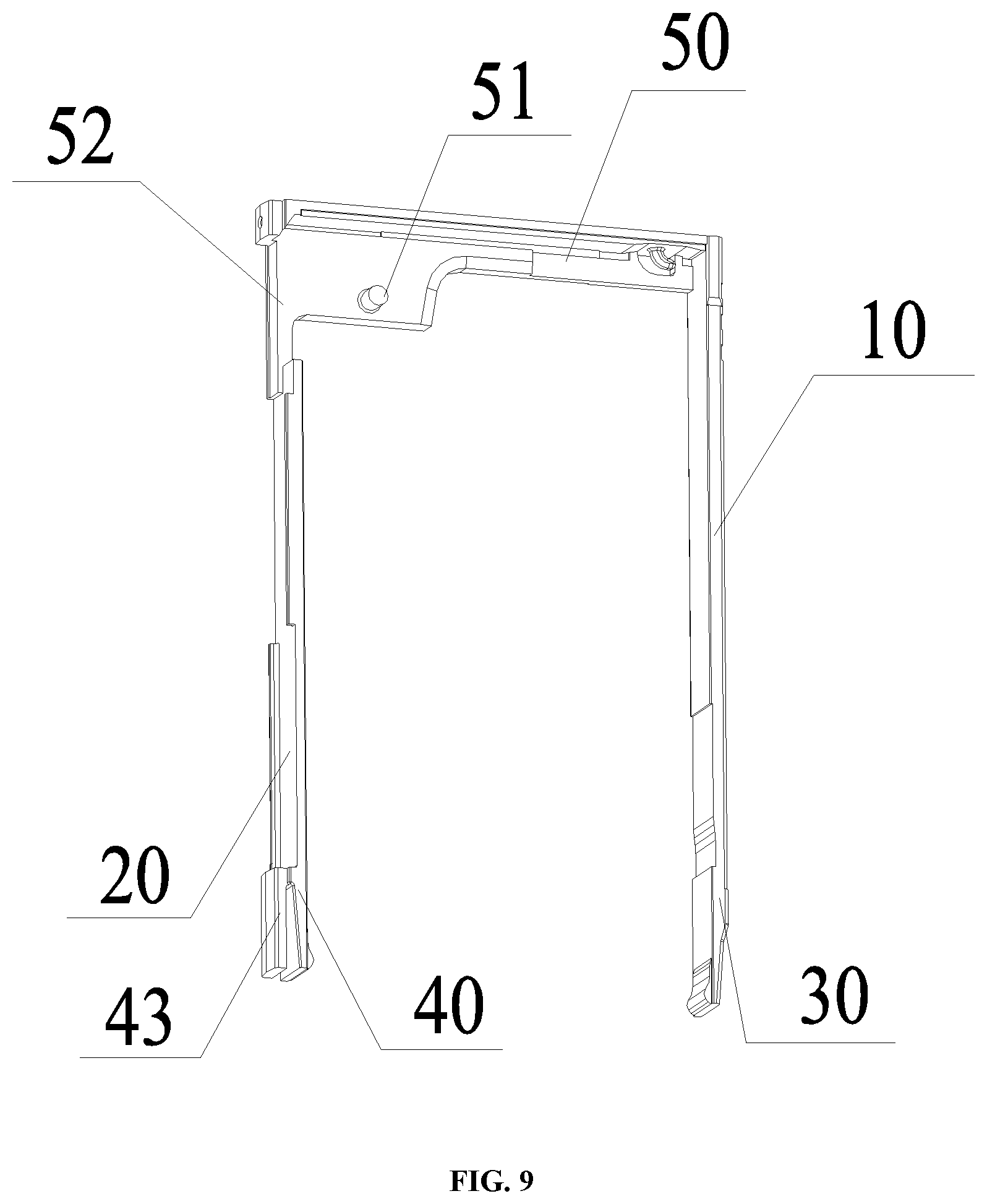 Patent US12599209 Figure 9 – Card fixation assembly for card holder and card holder