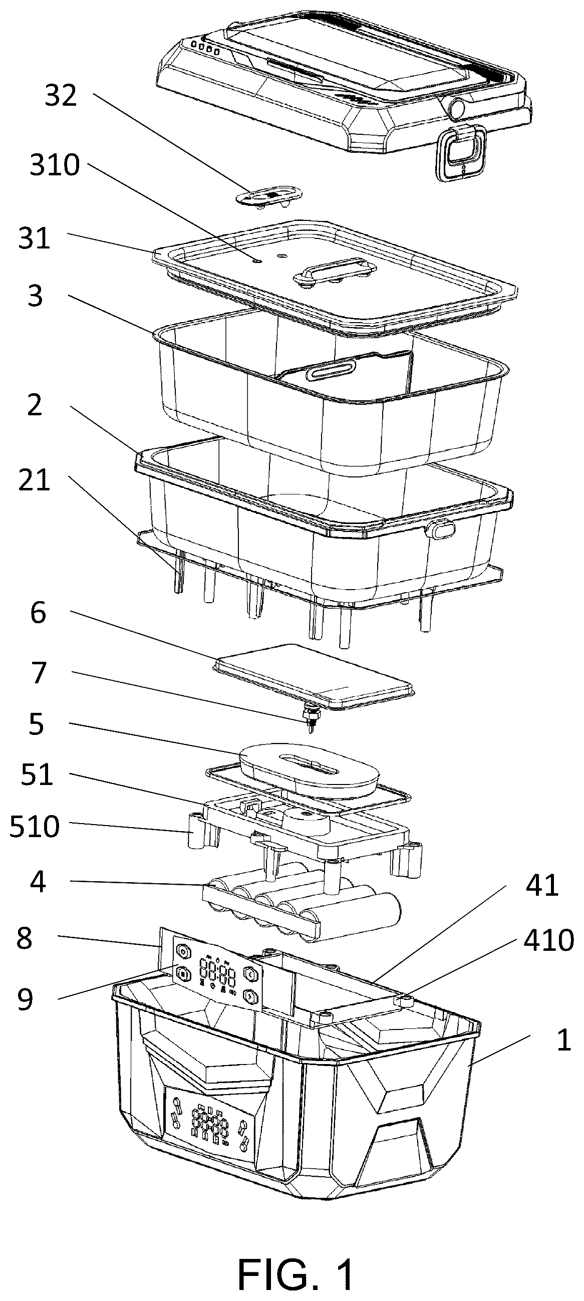 Patent US12599210 Figure 1 – Portable heated lunch box