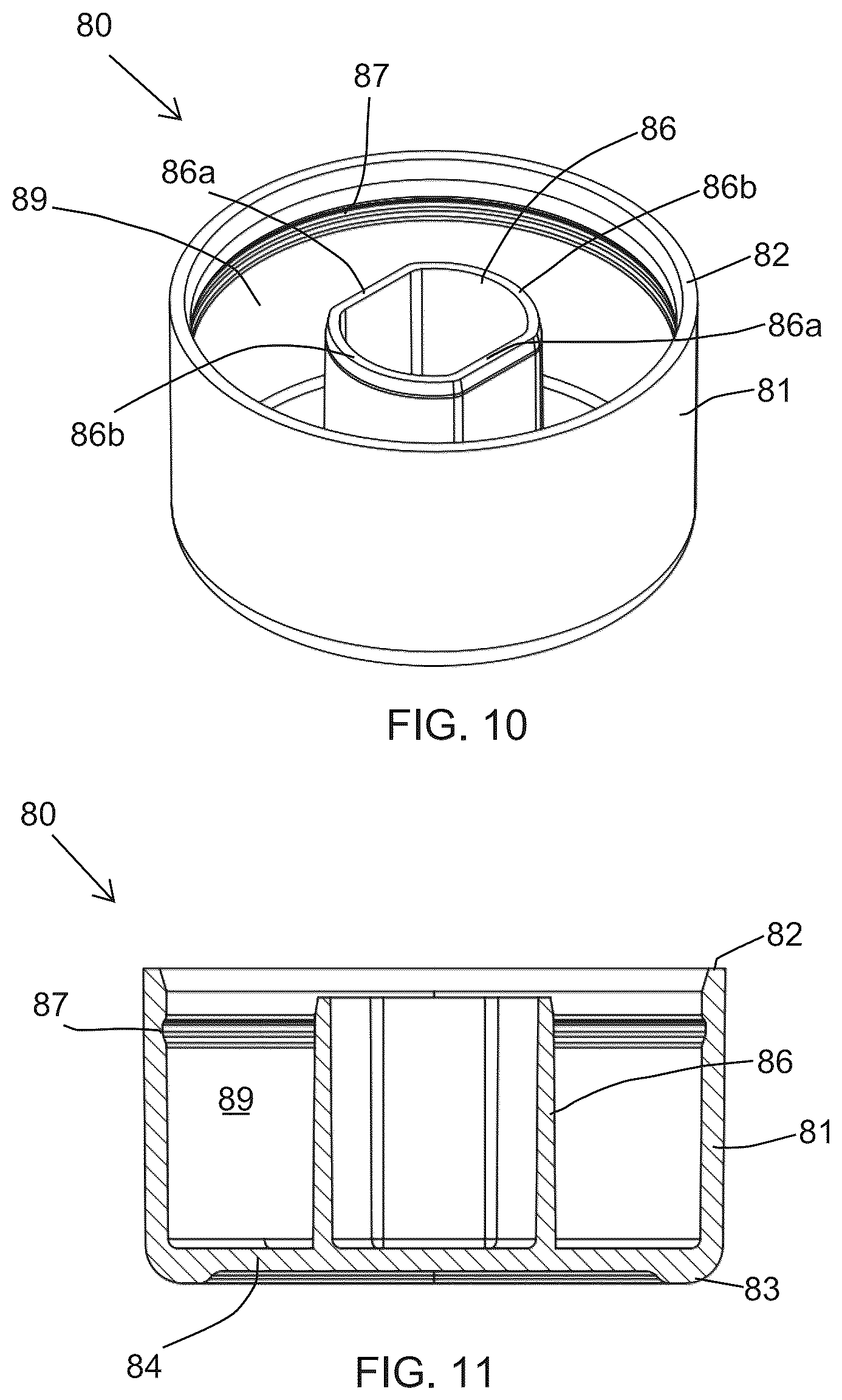 Patent US12599217 Figure 7 – Cosmetic container for mixing and dispensing two products
