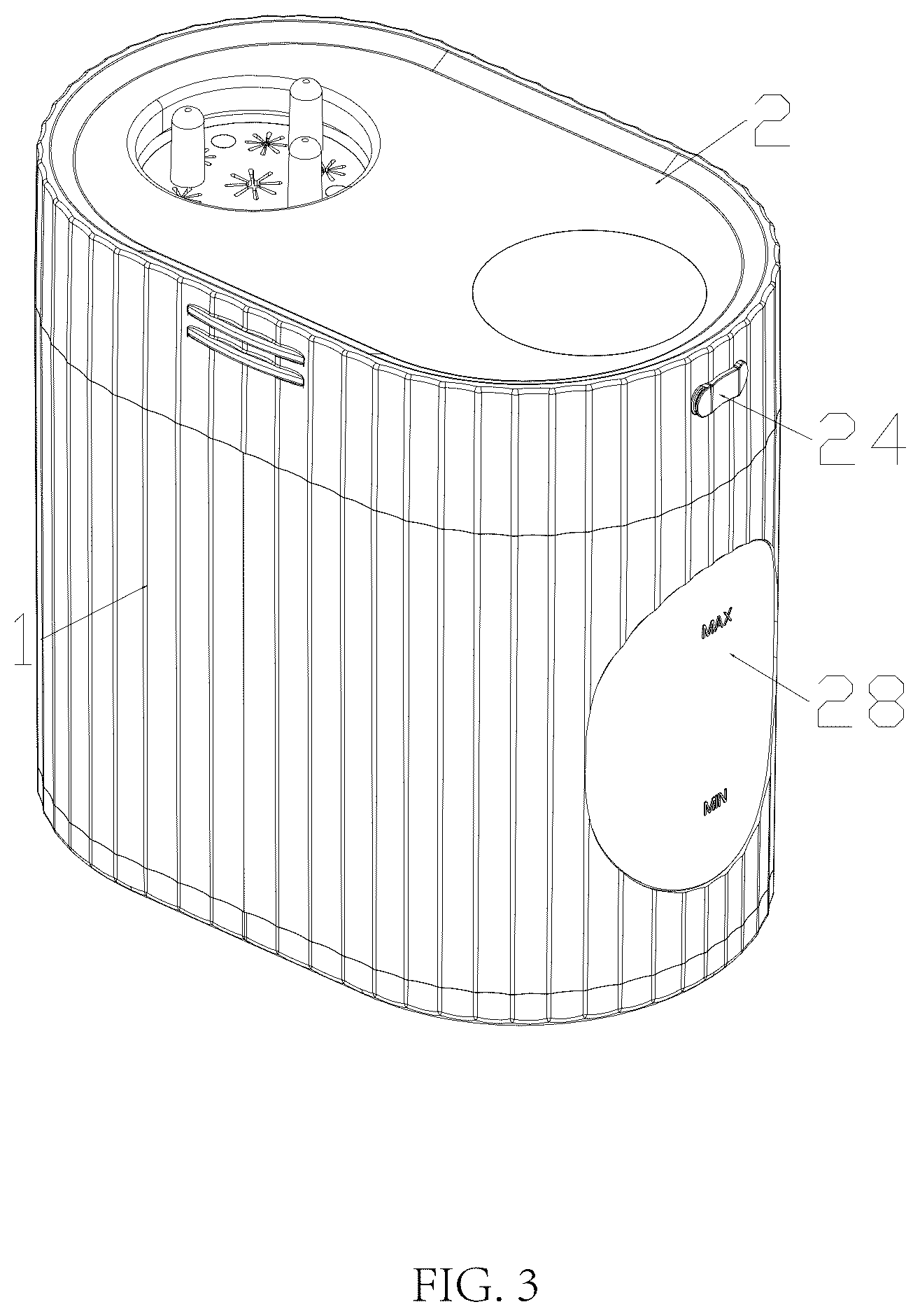 Patent US12599225 Figure 3 – Makeup brush and sponge cleaning machine