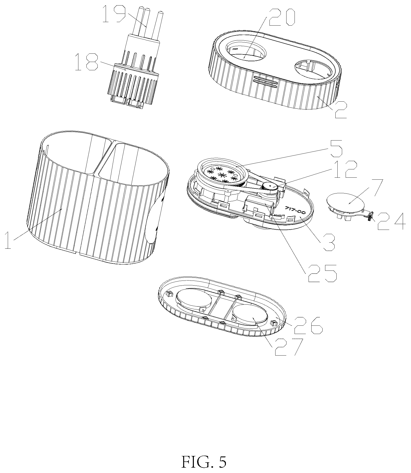 Patent US12599225 Figure 5 – Makeup brush and sponge cleaning machine